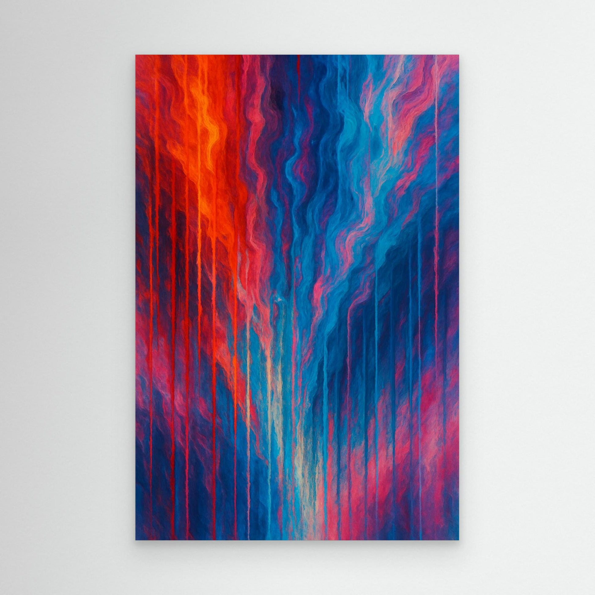 Red and Blue Abstract Canvas Wall Art – Modern Color Flow Print