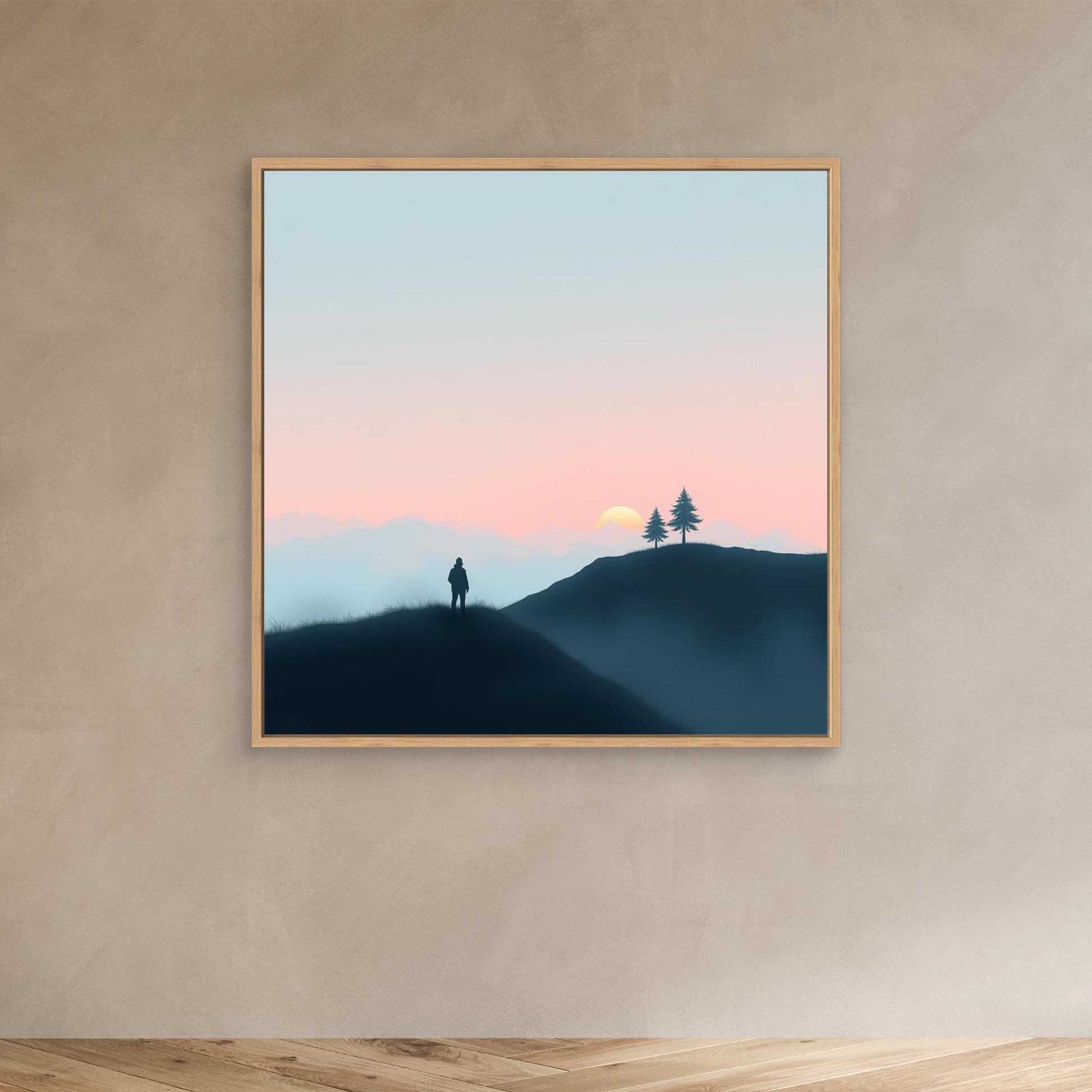 Solitude at Sunset – Minimalist Landscape Canvas Wall Art