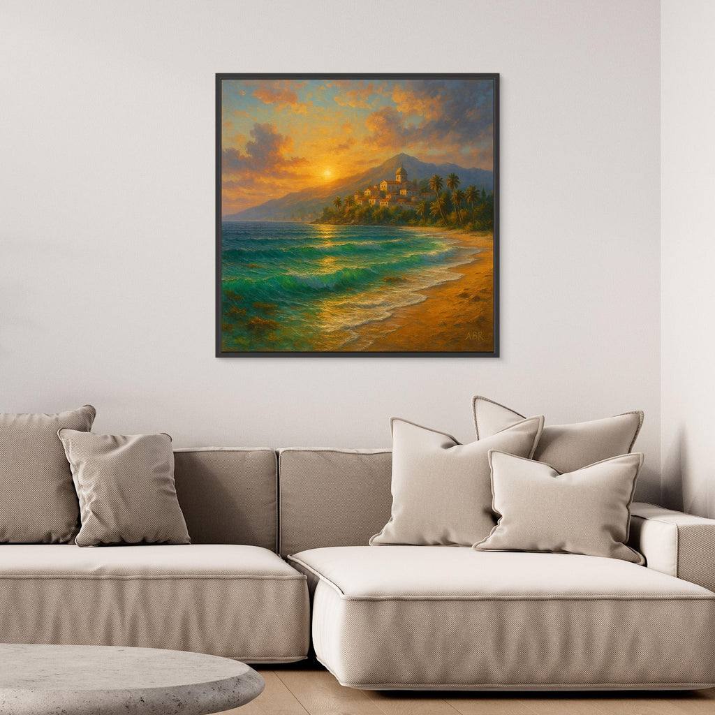 Mediterranean Sunset Coastal Canvas Print