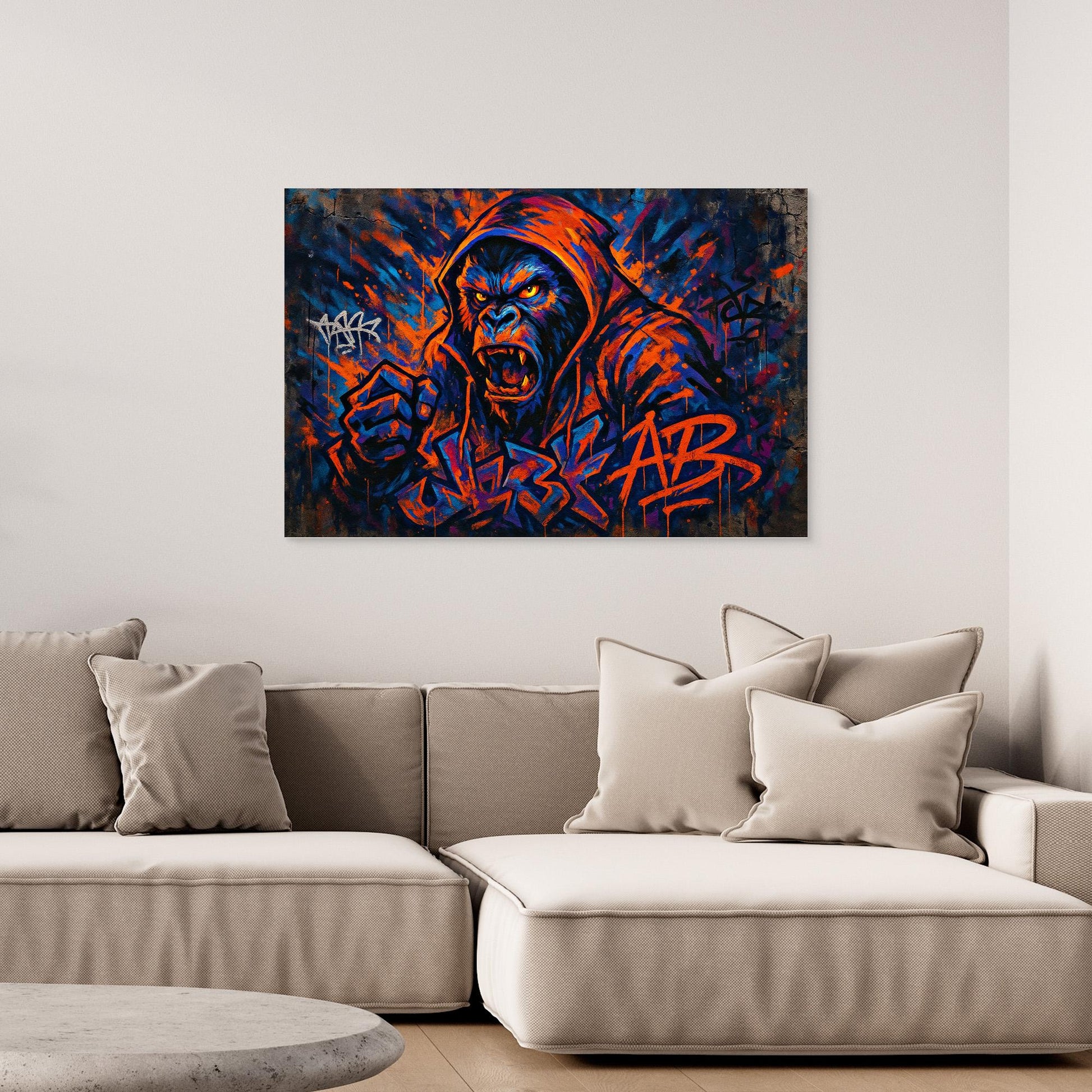 Angry Gorilla Graffiti Canvas Wall Art