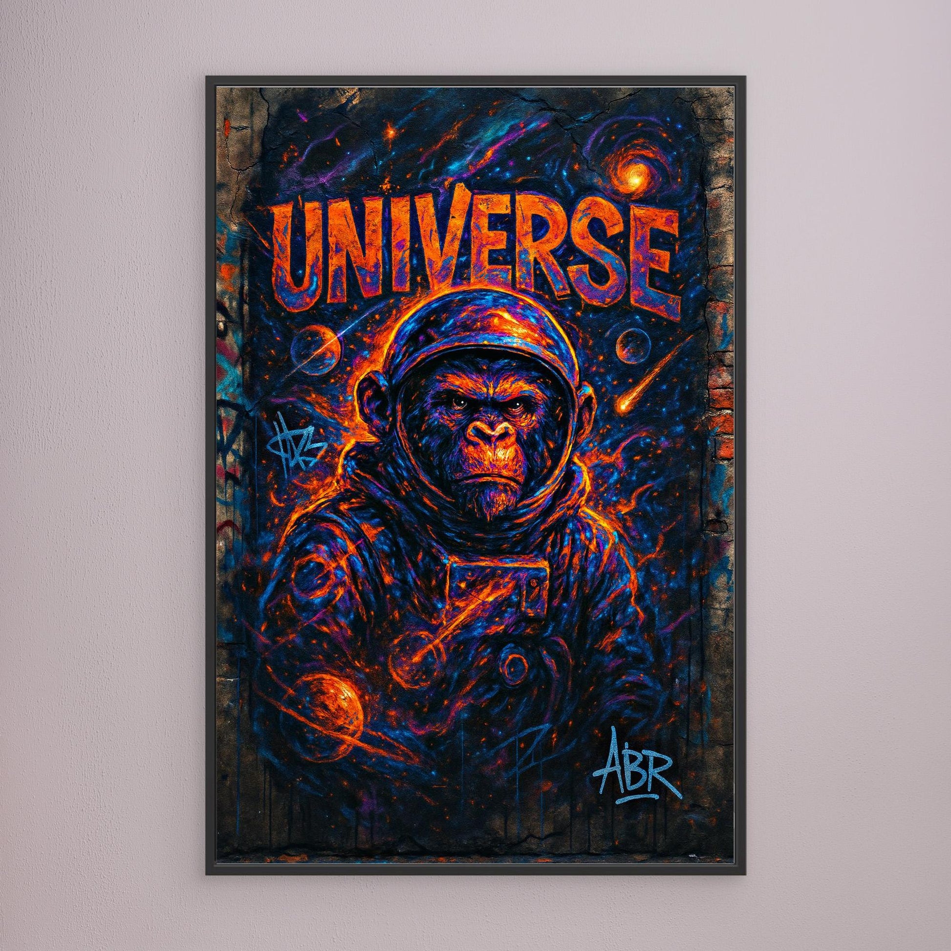 Space Gorilla Canvas Wall Art – Graffiti Style Universe Print