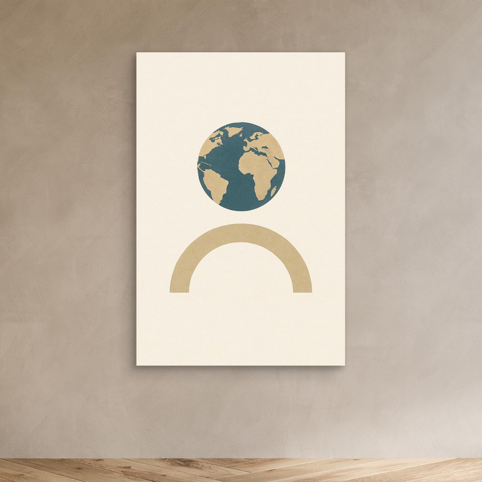 Balance of Earth – Minimalist Planet & Arch Canvas Wall Art