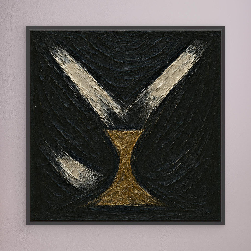 Golden Abstract Hourglass Canvas Wall Art