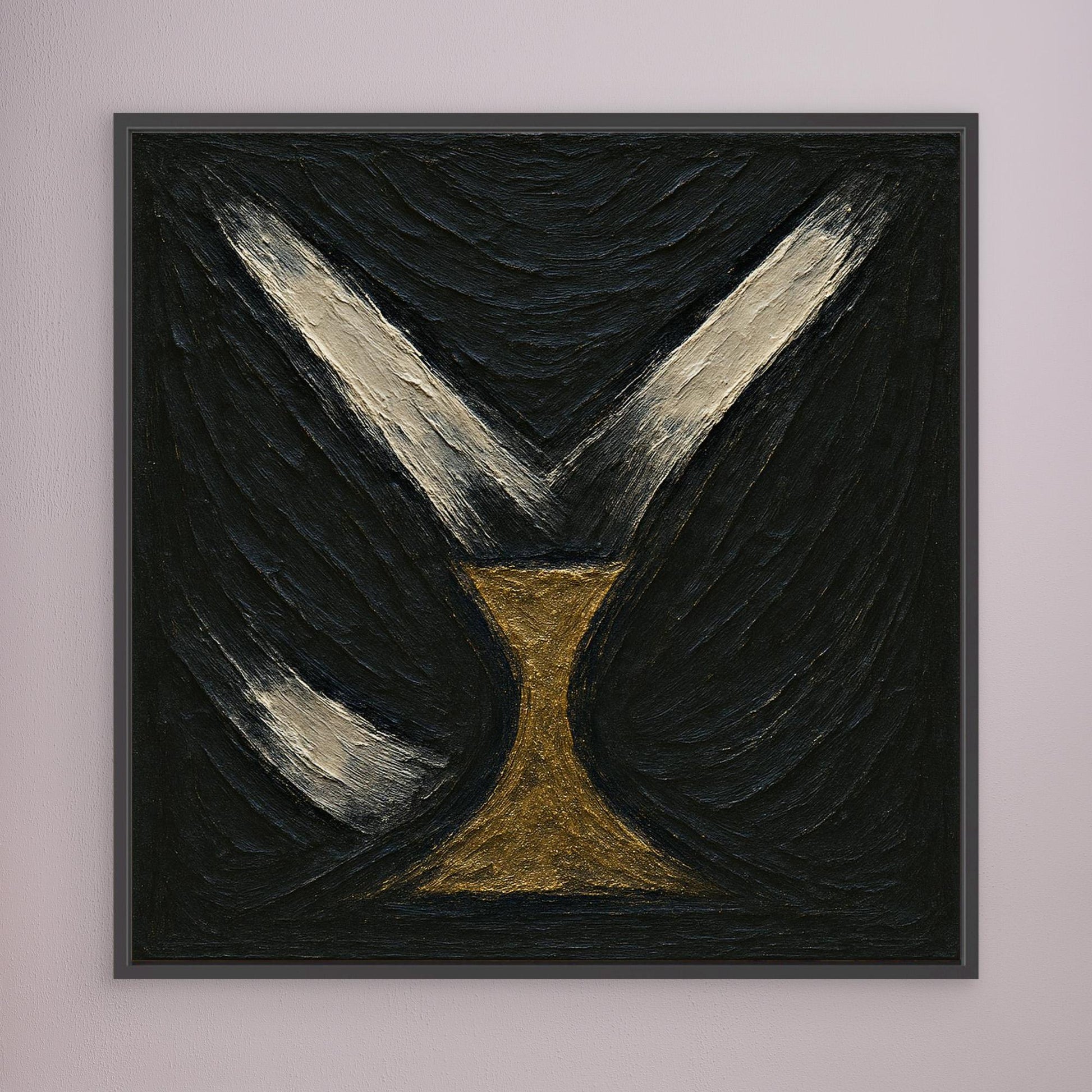 Golden Abstract Hourglass Canvas Wall Art