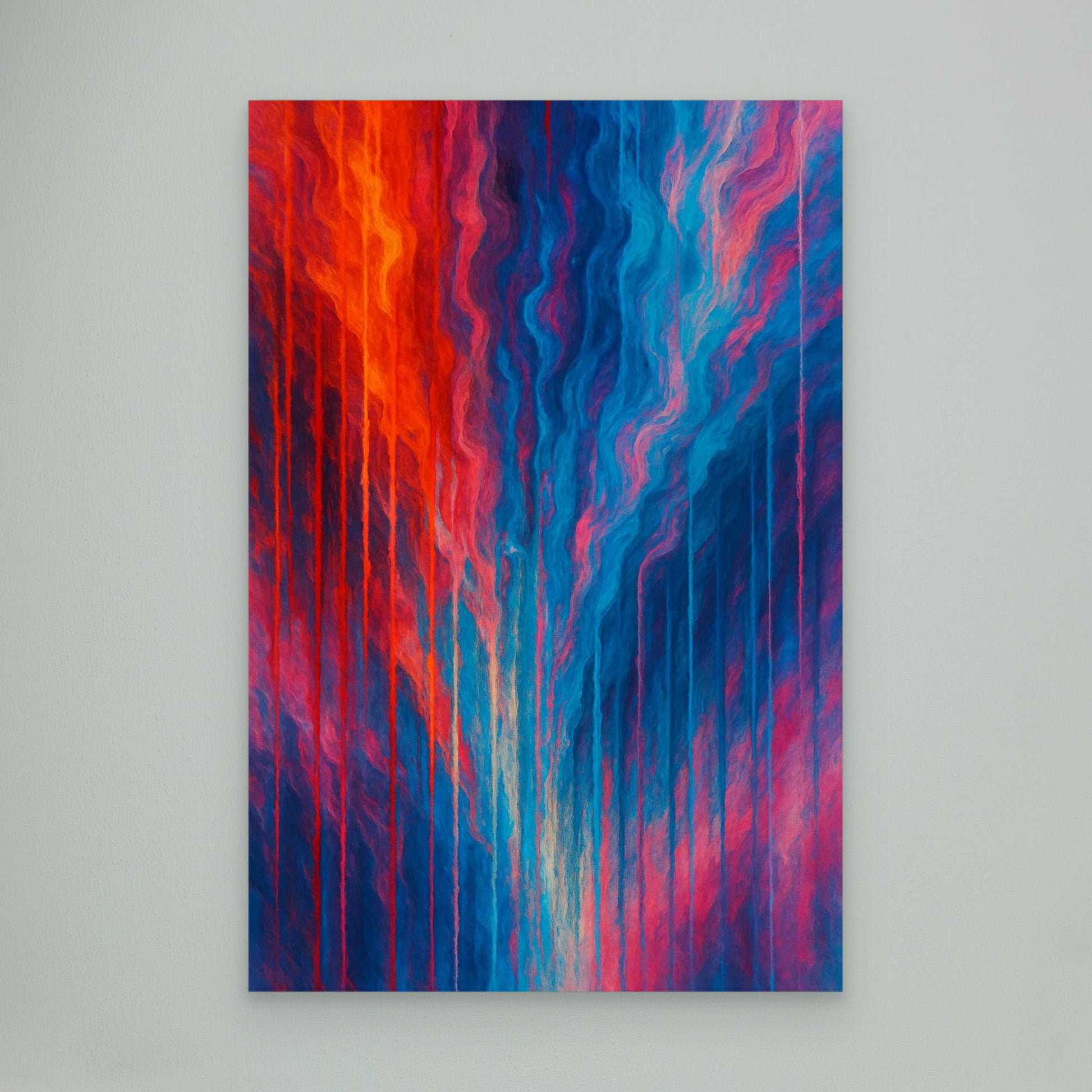 Red and Blue Abstract Canvas Wall Art – Modern Color Flow Print