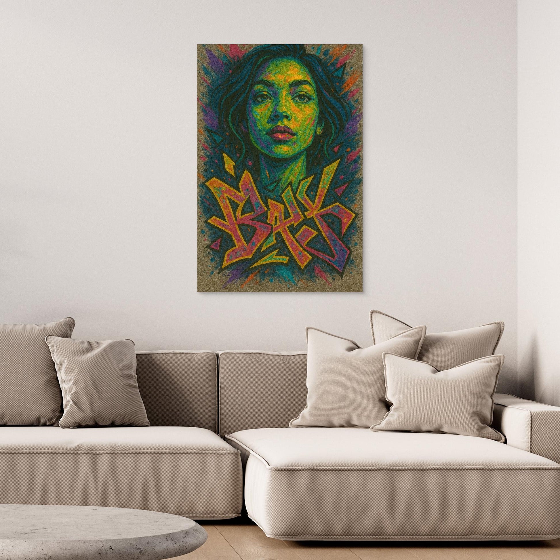 Colorful Graffiti Woman Canvas Wall Art – Bold Urban Street Style
