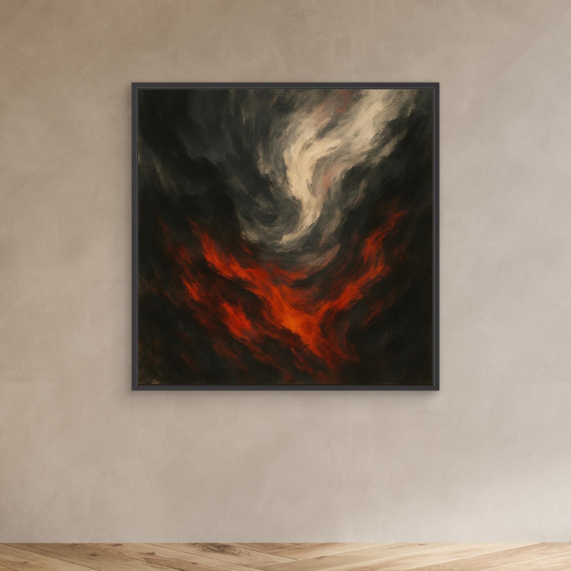 Inferno Drift – Abstract Fire and Smoke Canvas Wall Art