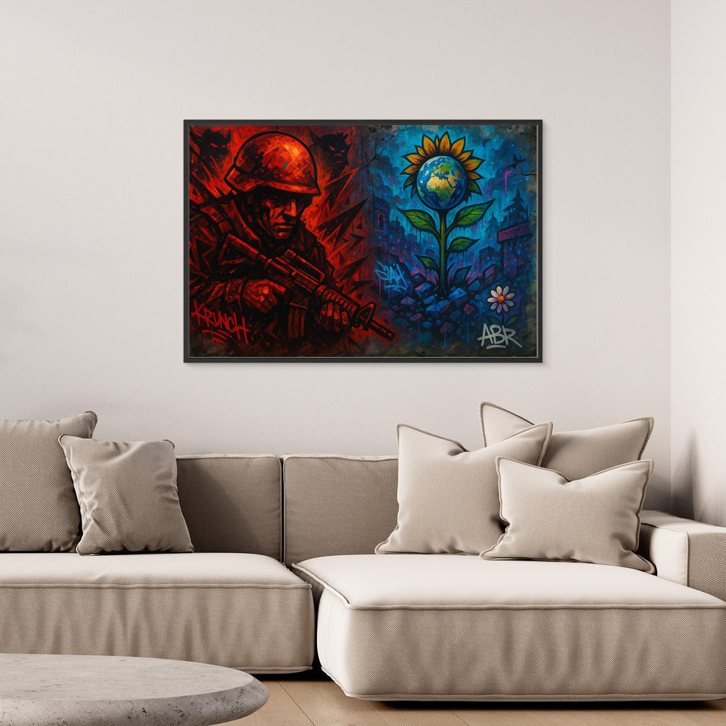 War and Peace Graffiti Canvas Wall Art