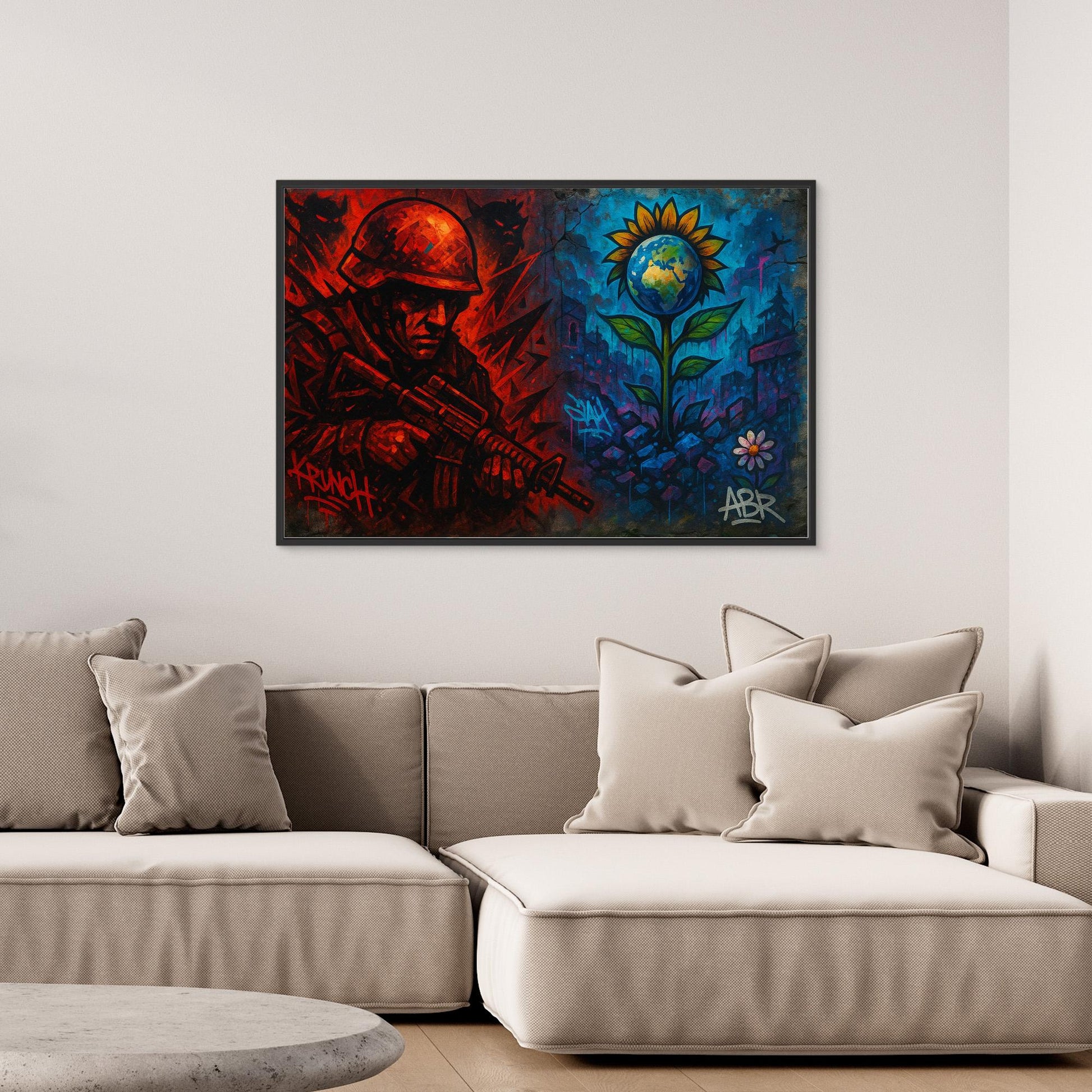 War and Peace Graffiti Canvas Wall Art