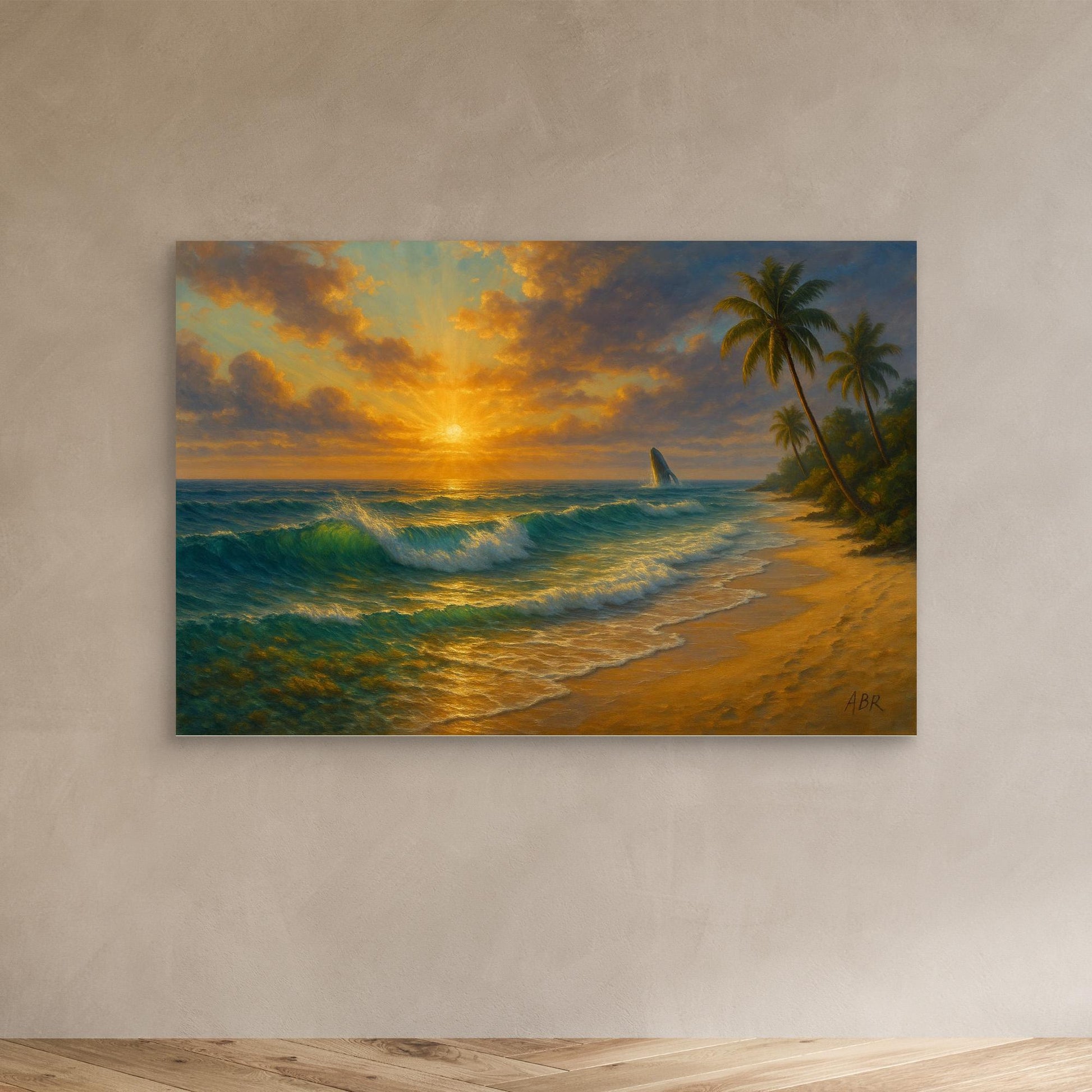 Tropical Sunset Beach Canvas Wall Art