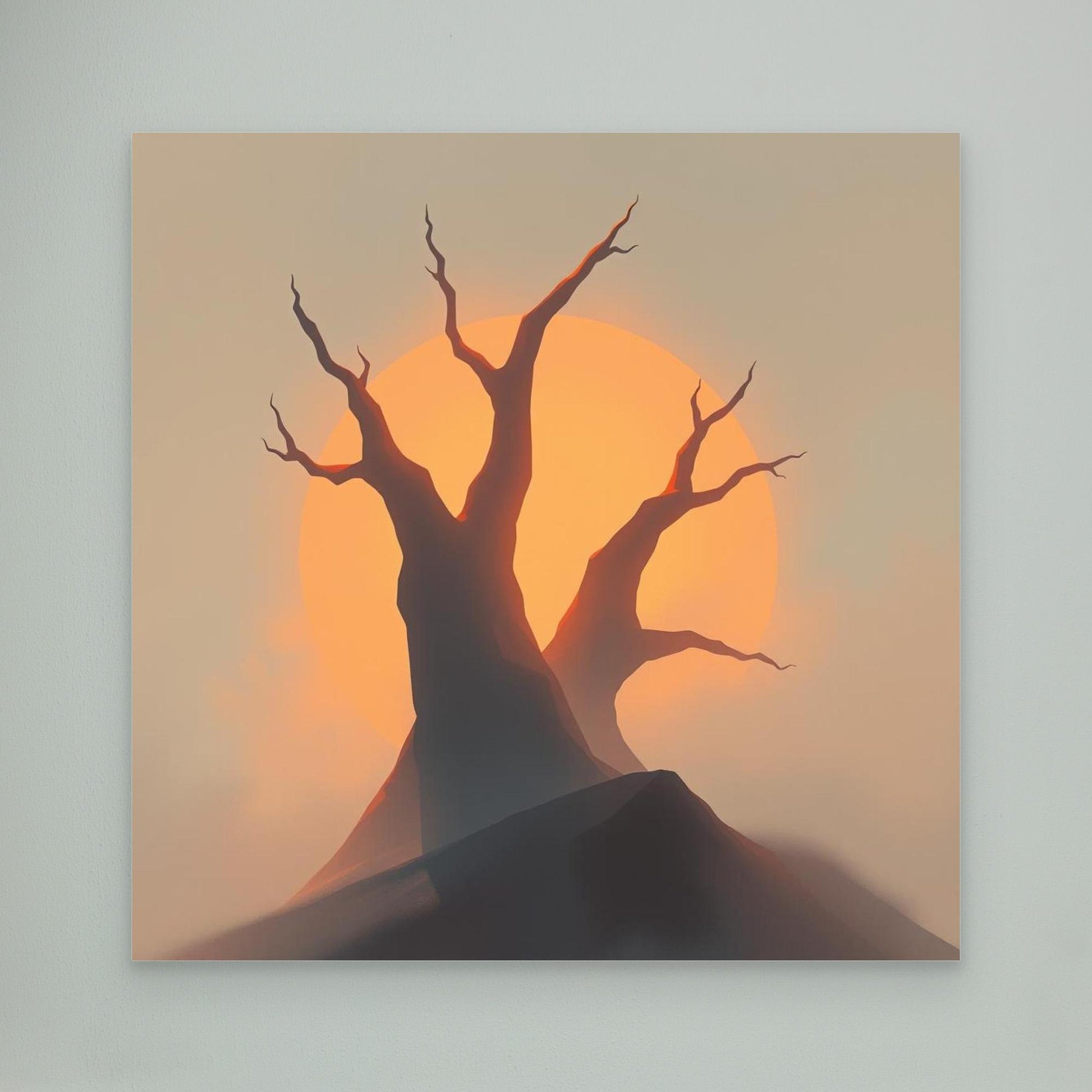 Sunset Silhouettes – Minimalist Tree Landscape Canvas Wall Art | Abstract Nature Print