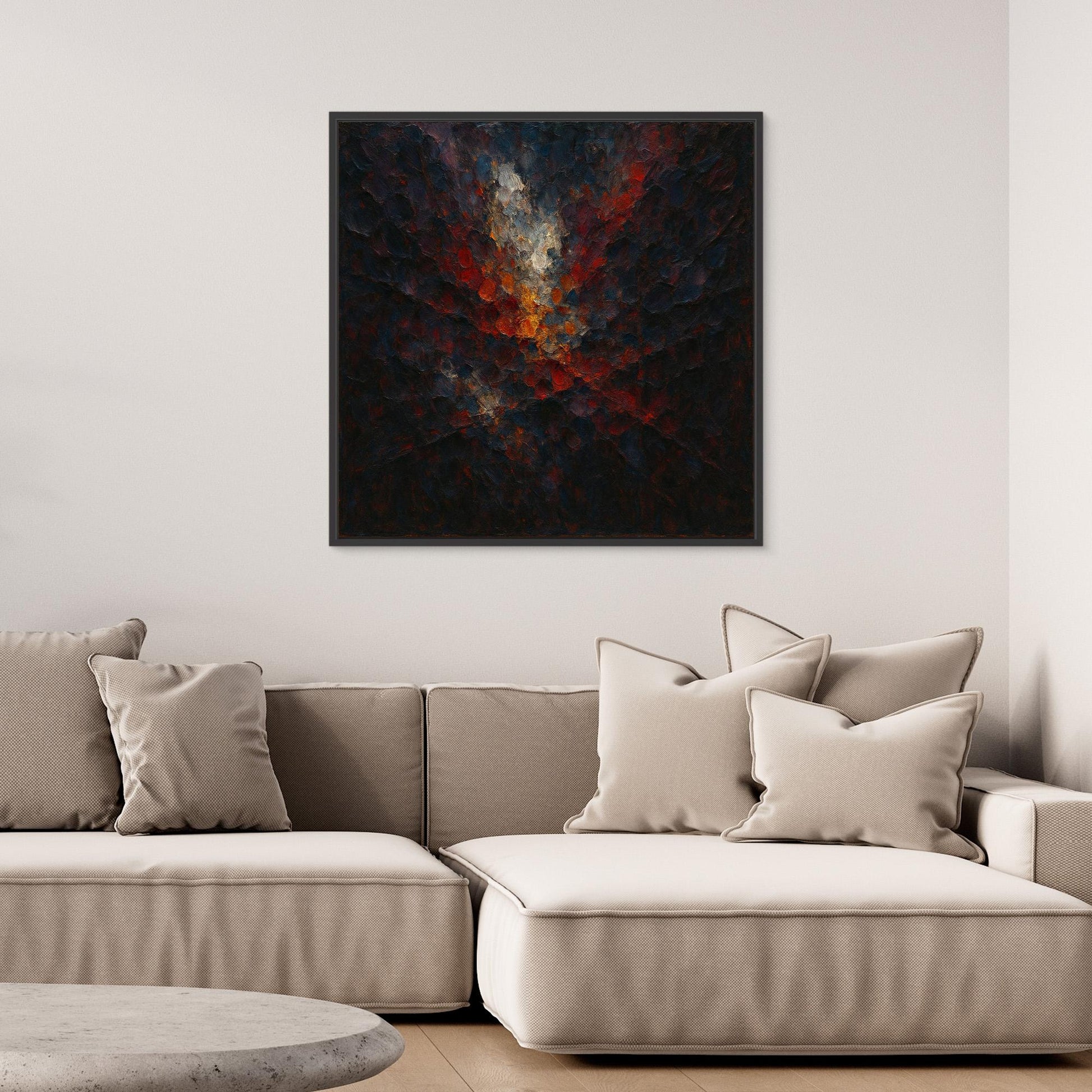 Abstract Flame Burst – Textured Canvas Wall Art in Red & Gold