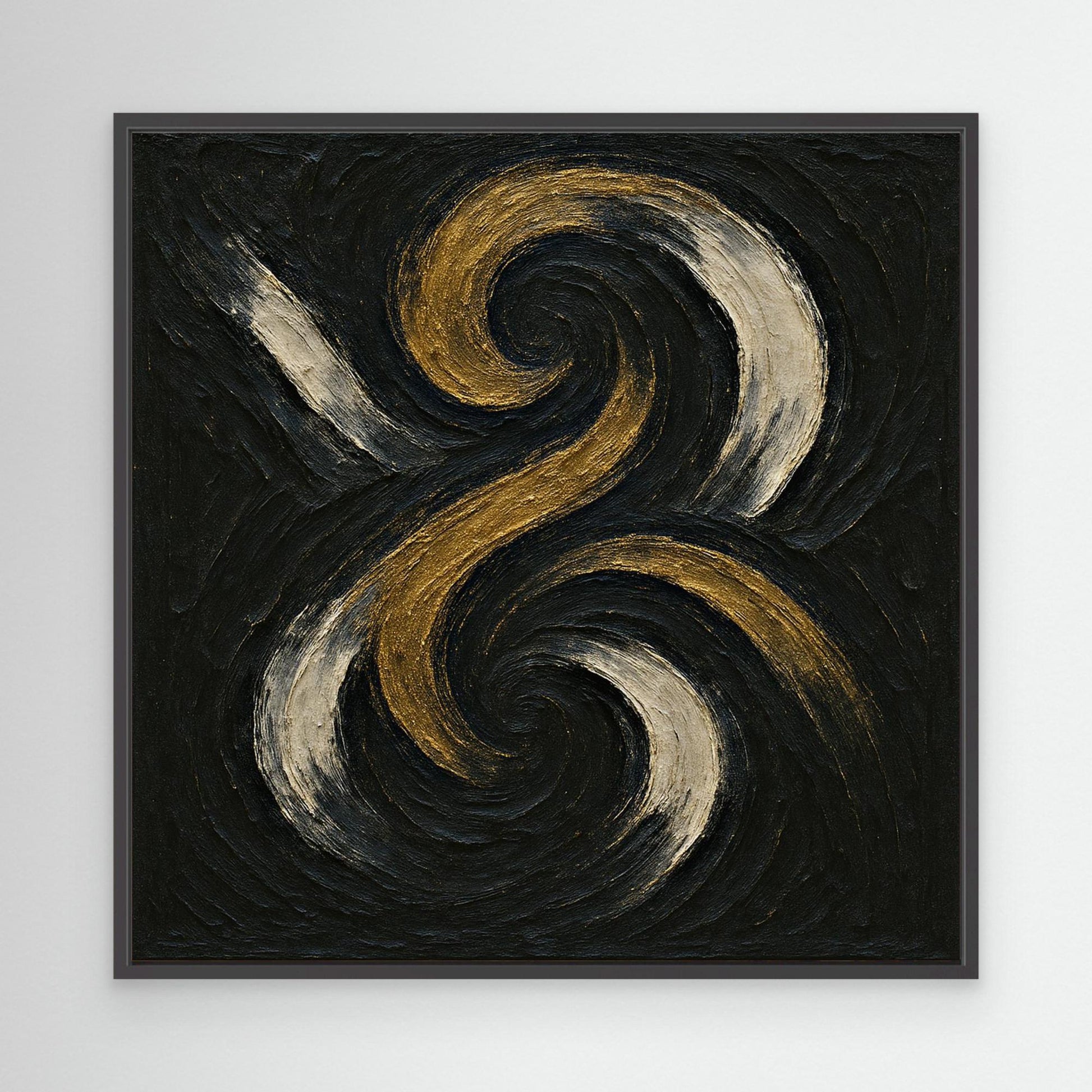 Spiral Abstract Canvas Wall Art – Gold and Black Modern Print