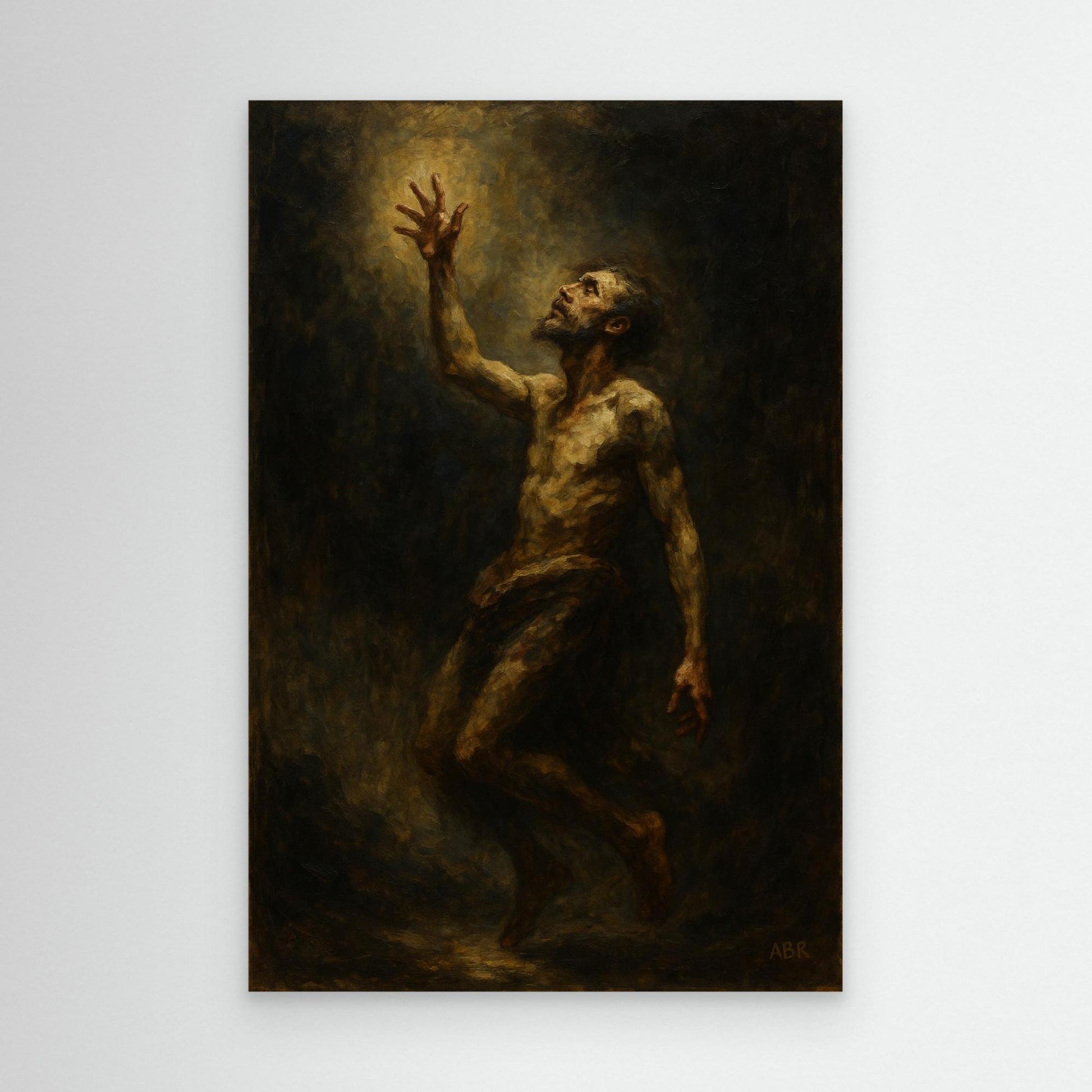 Figurative Canvas Wall Art – Man Reaching for Light