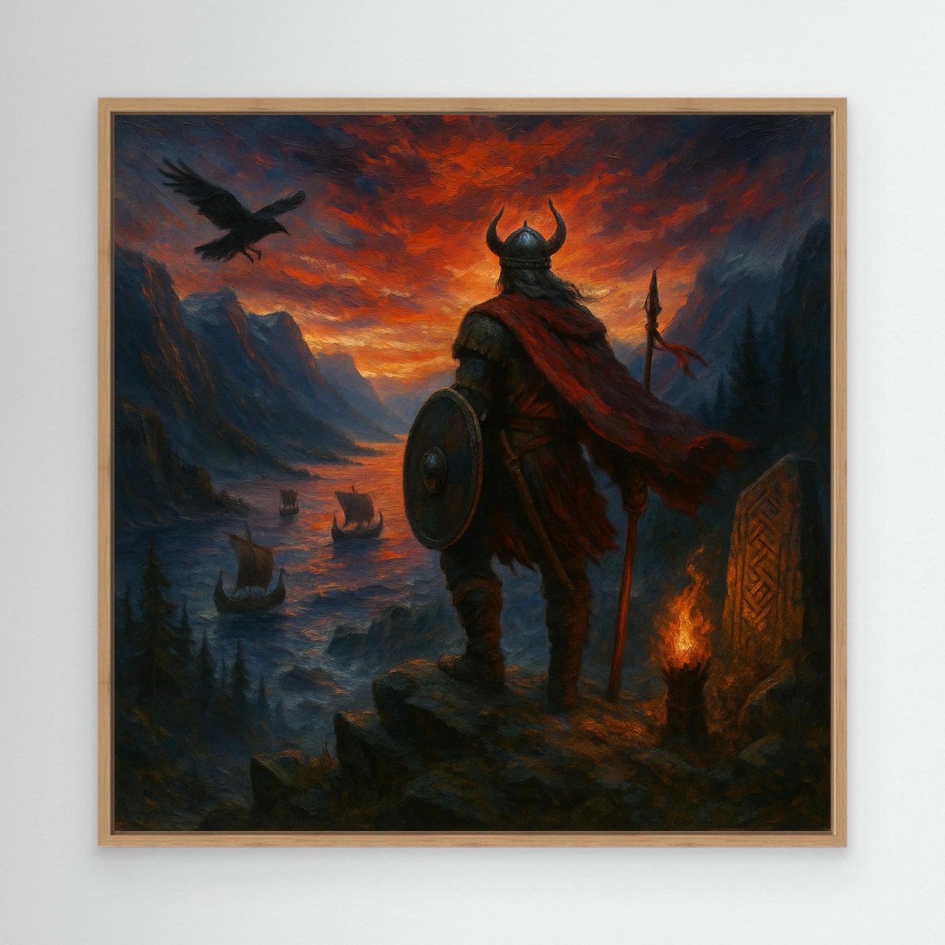 Viking Warrior at Sunset Canvas Print