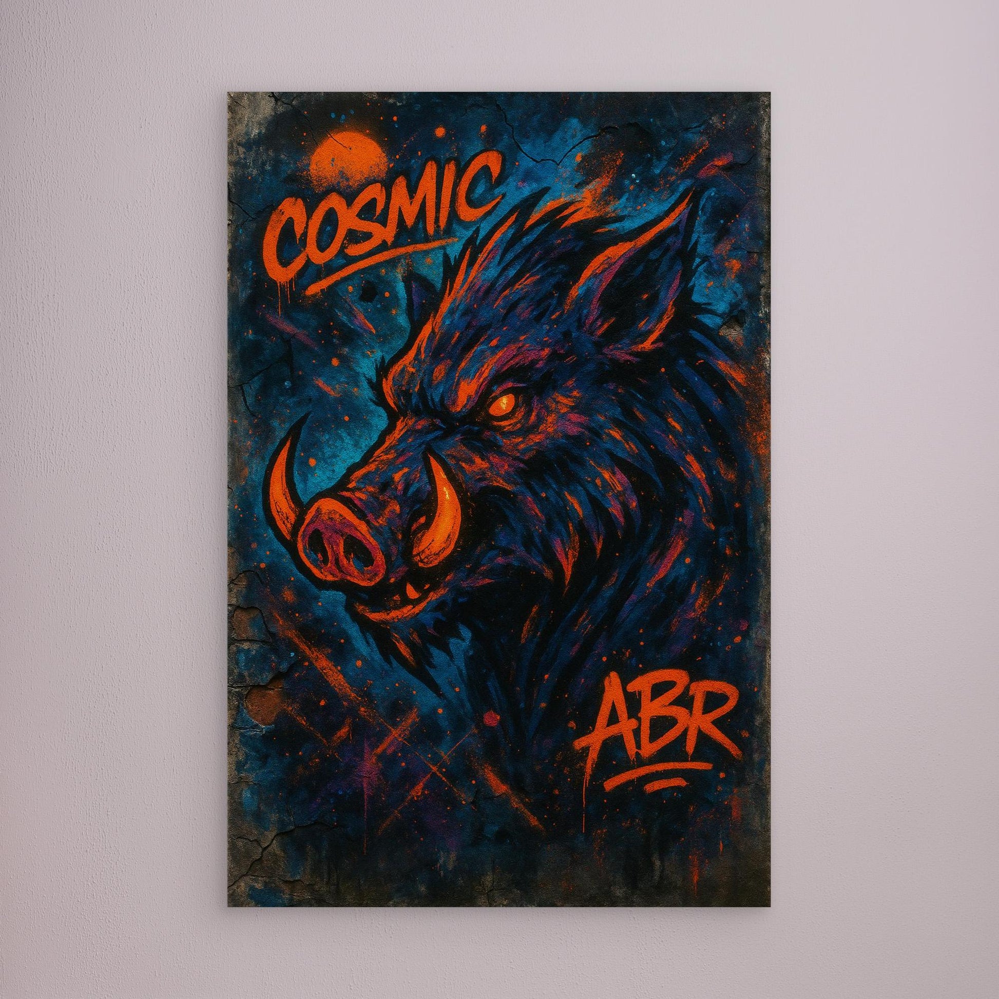 Cosmic Boar Graffiti Canvas Wall Art