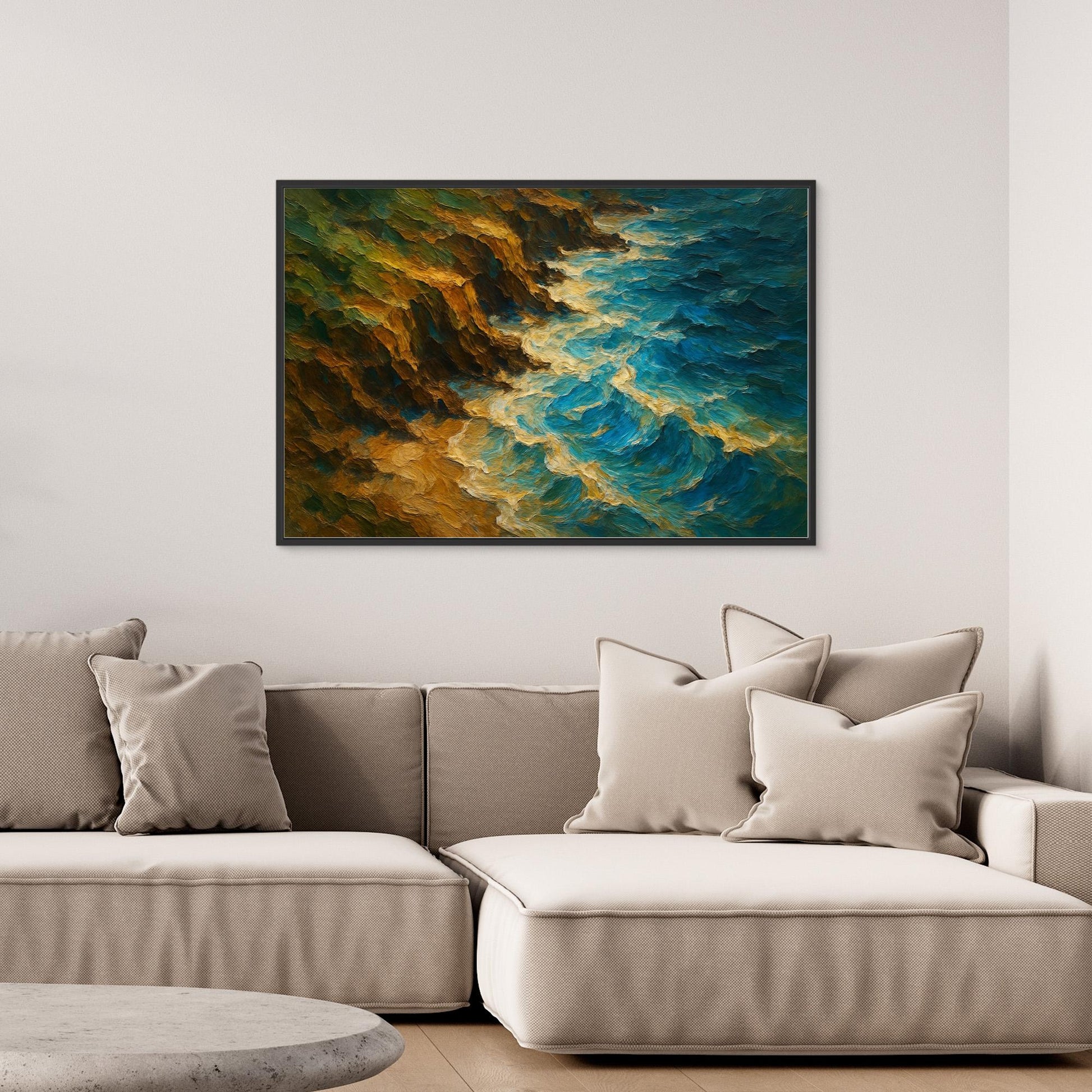 Ocean Cliff Canvas Wall Art – Abstract Coastal Print