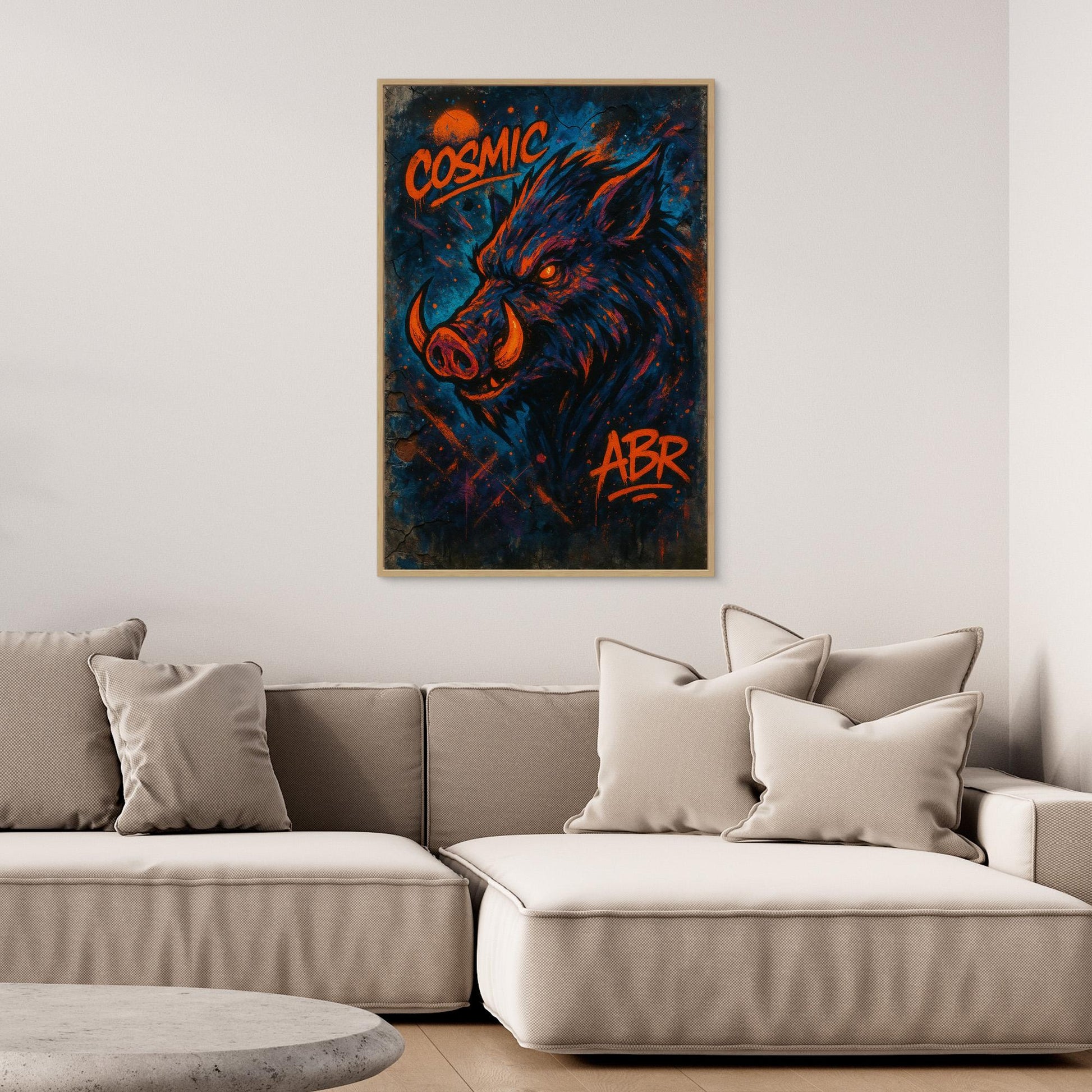 Cosmic Boar Graffiti Canvas Wall Art