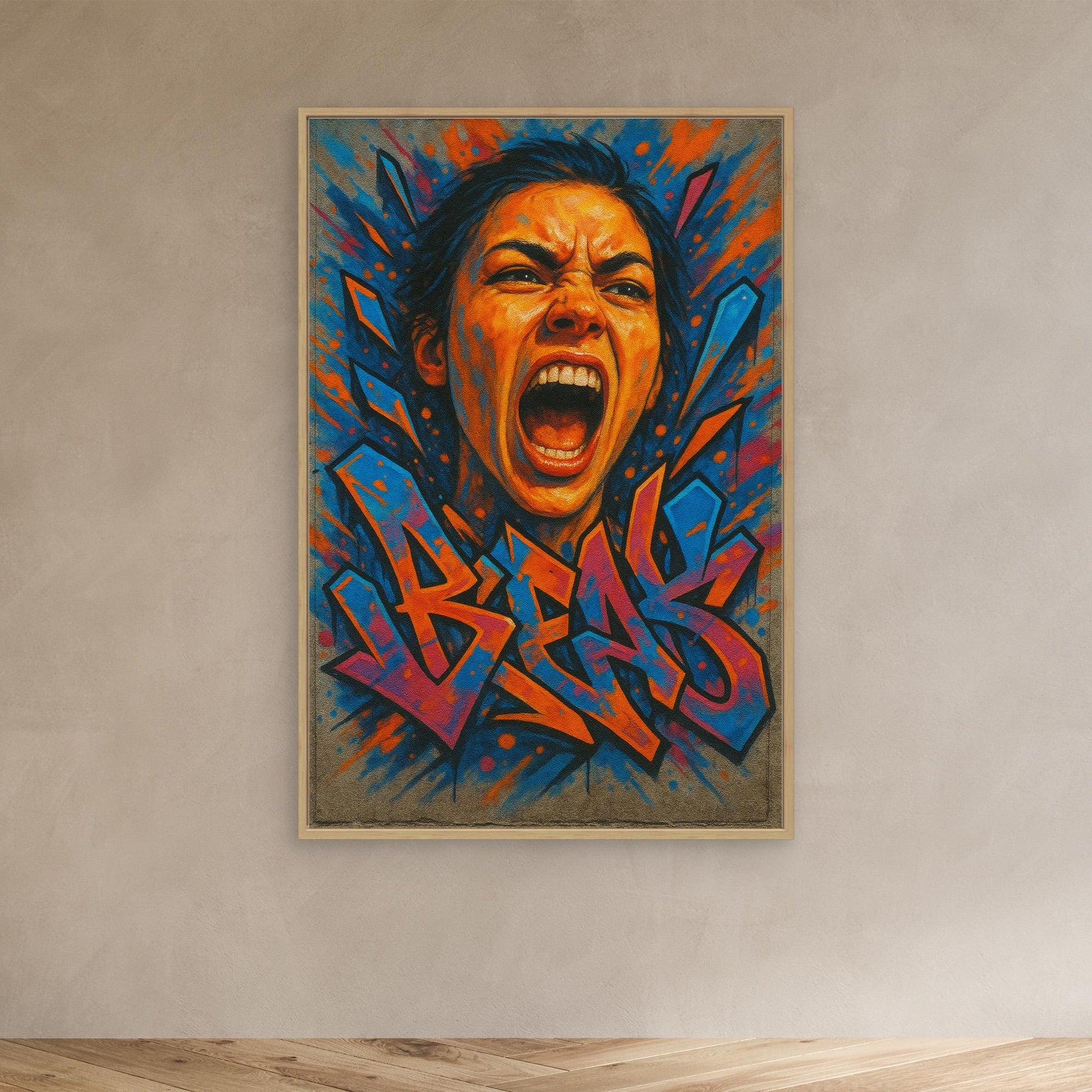 Graffiti Scream Portrait Canvas Wall Art – Bold Urban Style