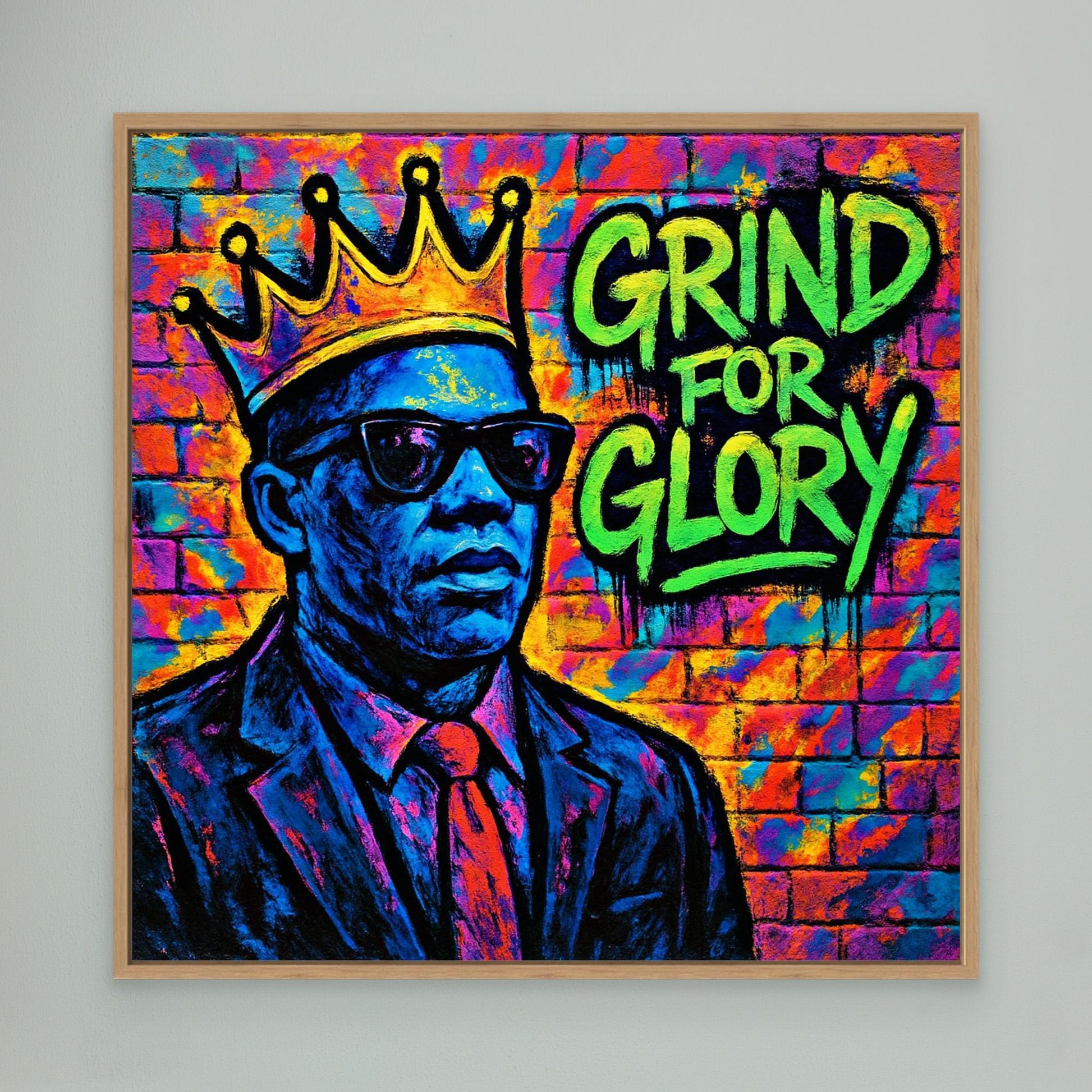 Grind for Glory – Vibrant Urban Street Art Canvas Print | Motivational Graffiti Wall Art