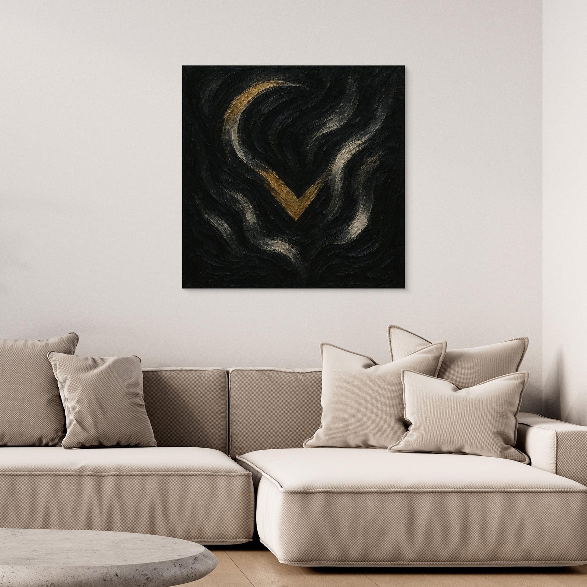 Abstract Golden Descent Canvas Wall Art