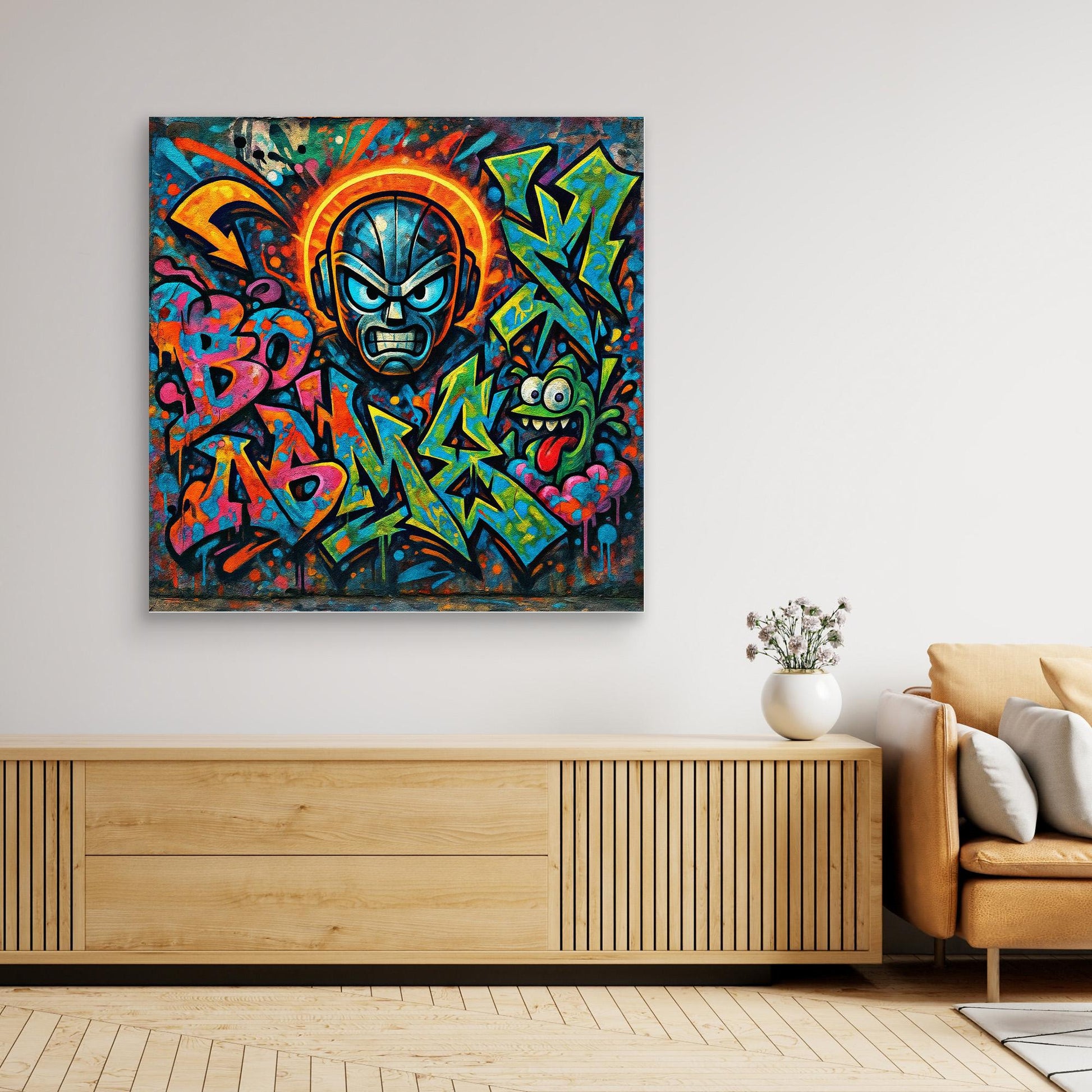 Urban Explosion: Graffiti Superhero & Monster Canvas Art – Bold Street Style Wall Decor