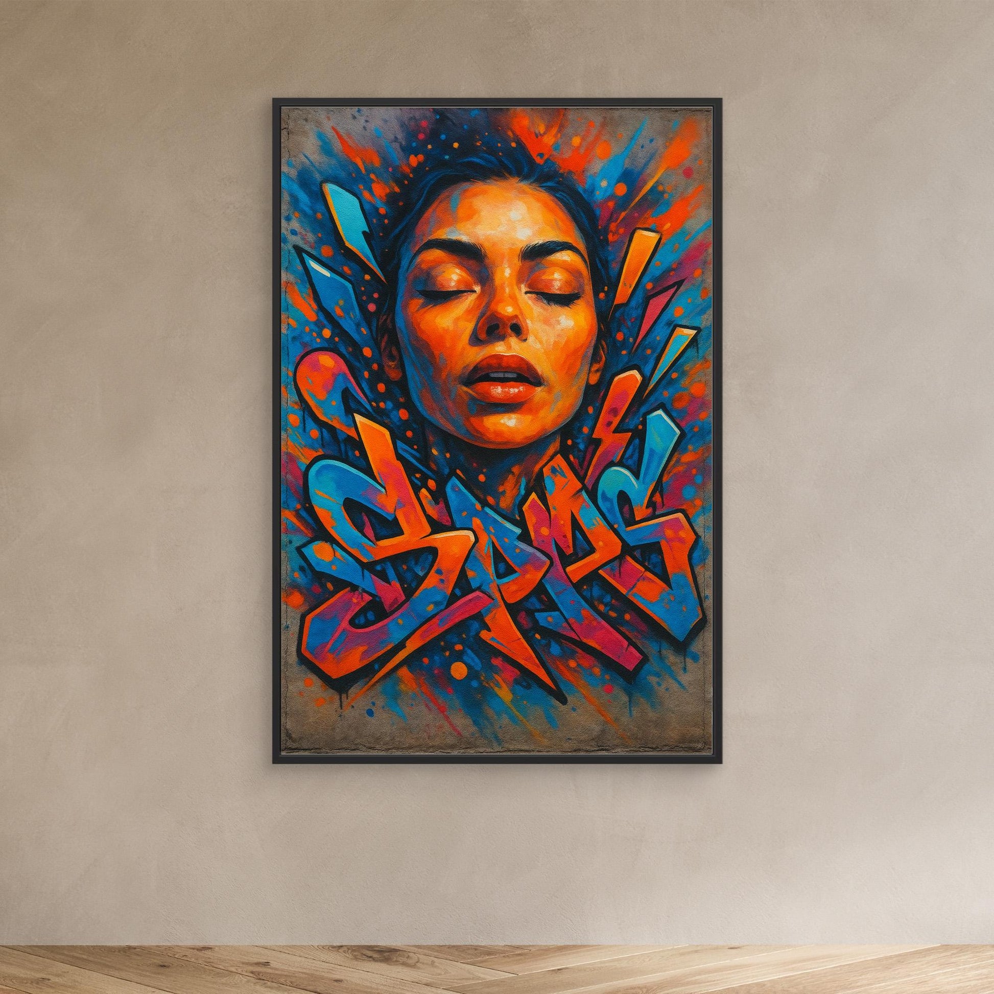 Urban Graffiti Portrait – Colorful Canvas Wall Art