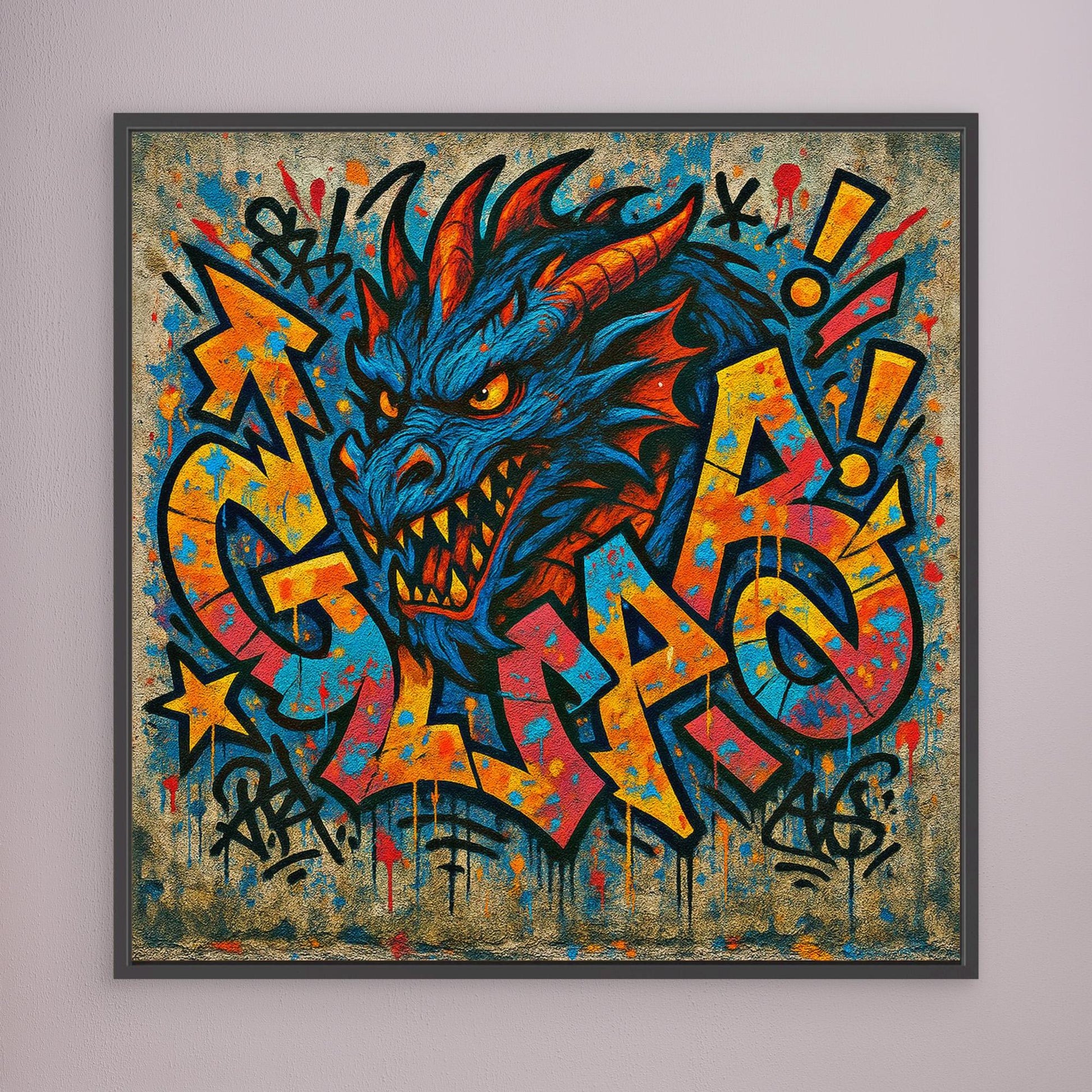 Urban Dragon Graffiti Canvas – Bold Street Art Print for Modern Walls