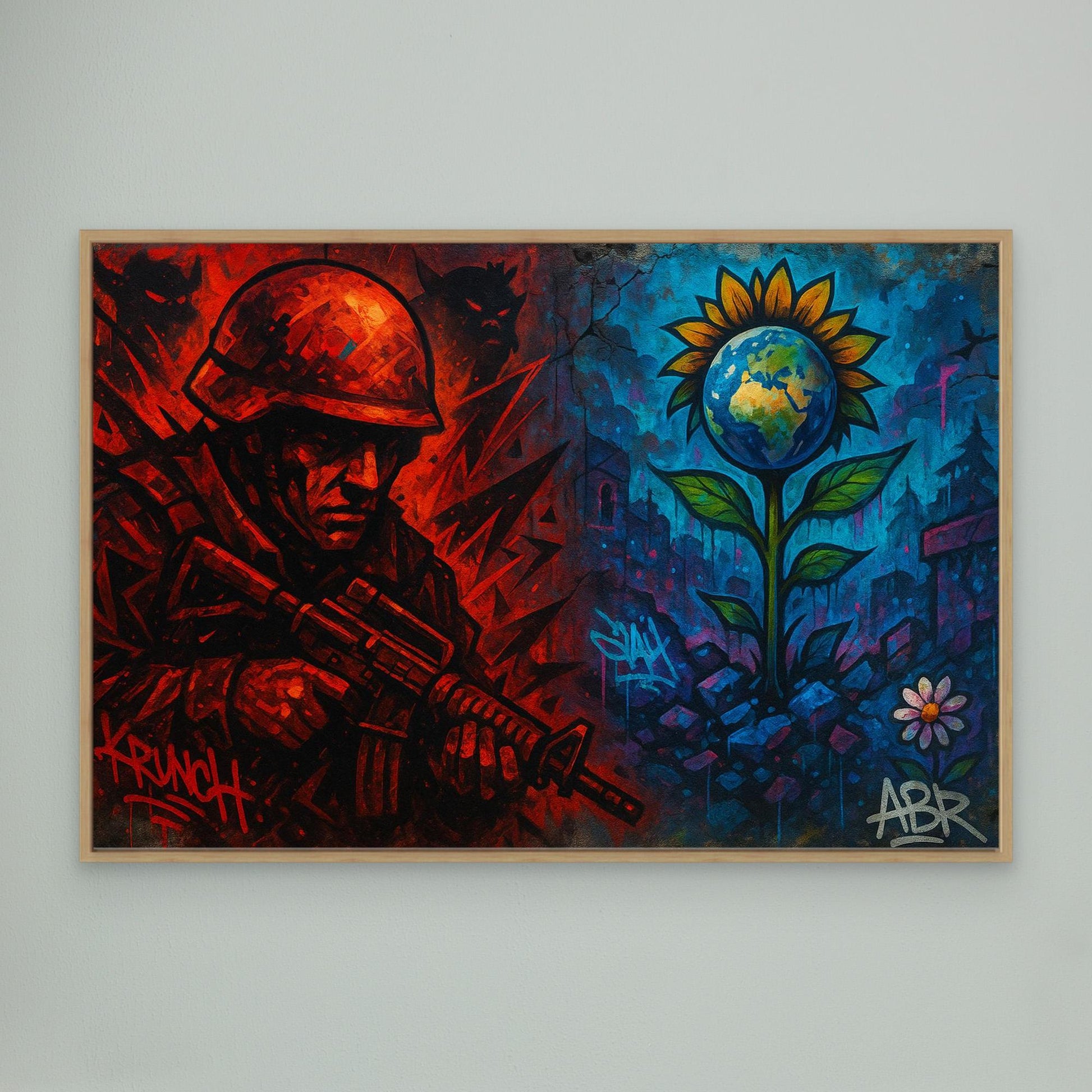 War and Peace Graffiti Canvas Wall Art