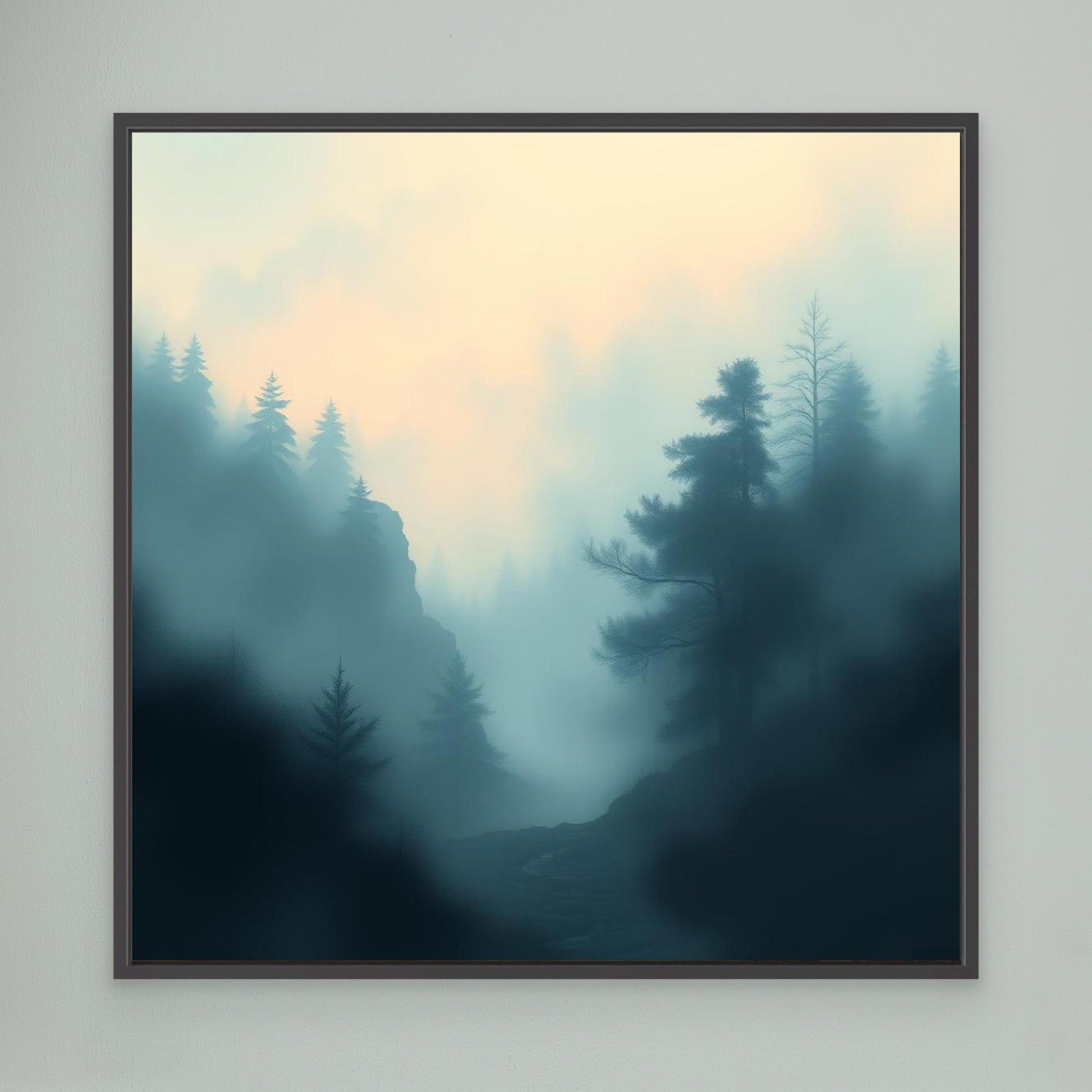 Misty Forest Silence – Minimalist Nature Canvas Wall Art for Calm Interiors