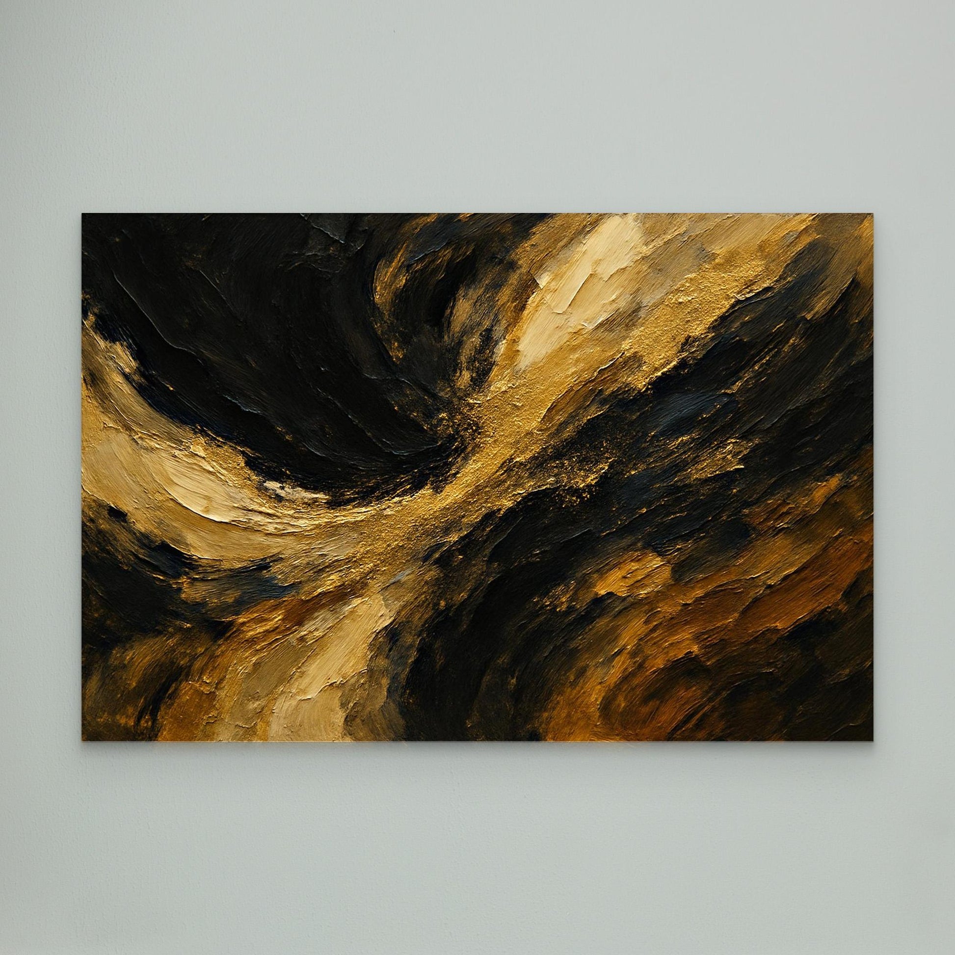 Gold and Black Abstract Canvas Wall Art