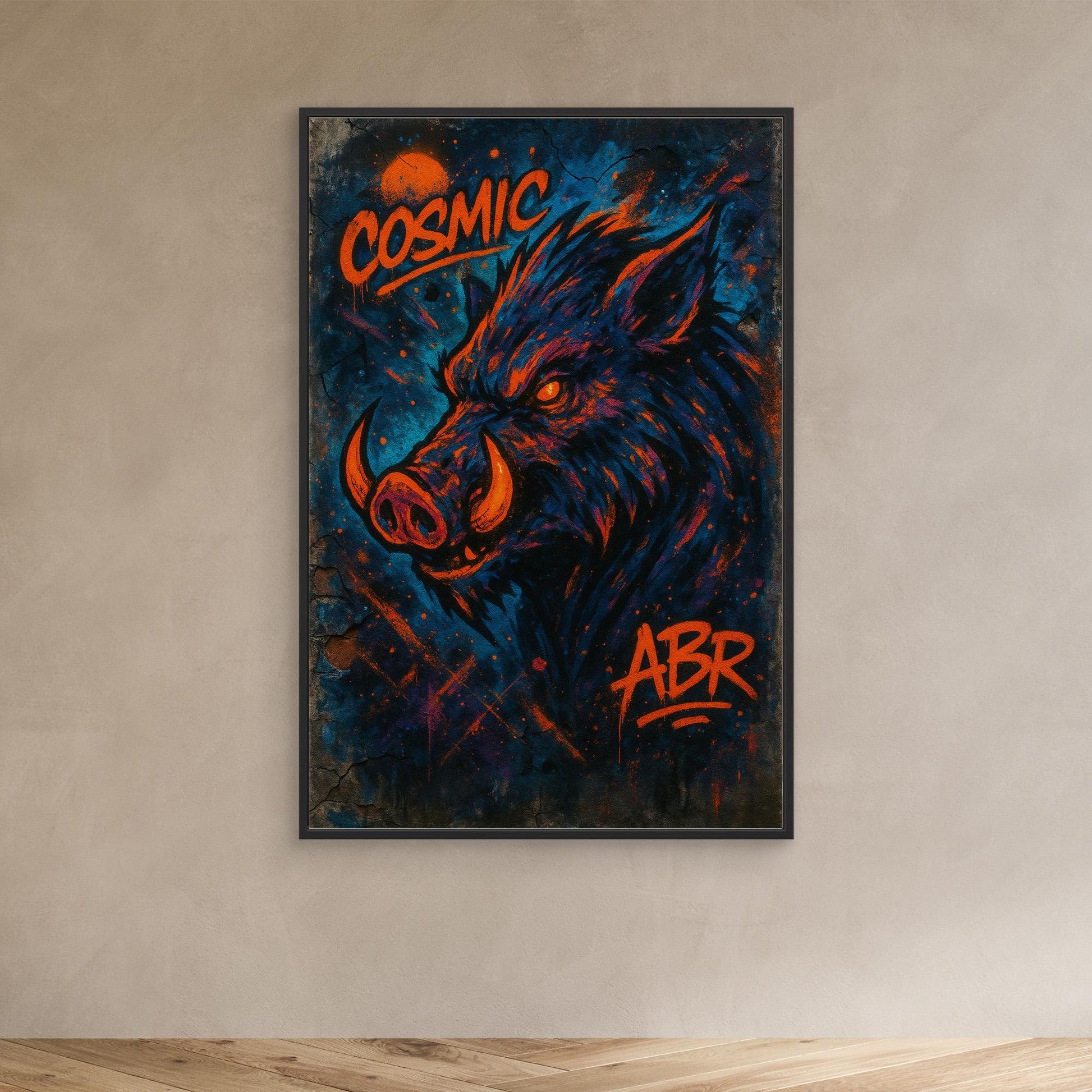 Cosmic Boar Graffiti Canvas Wall Art