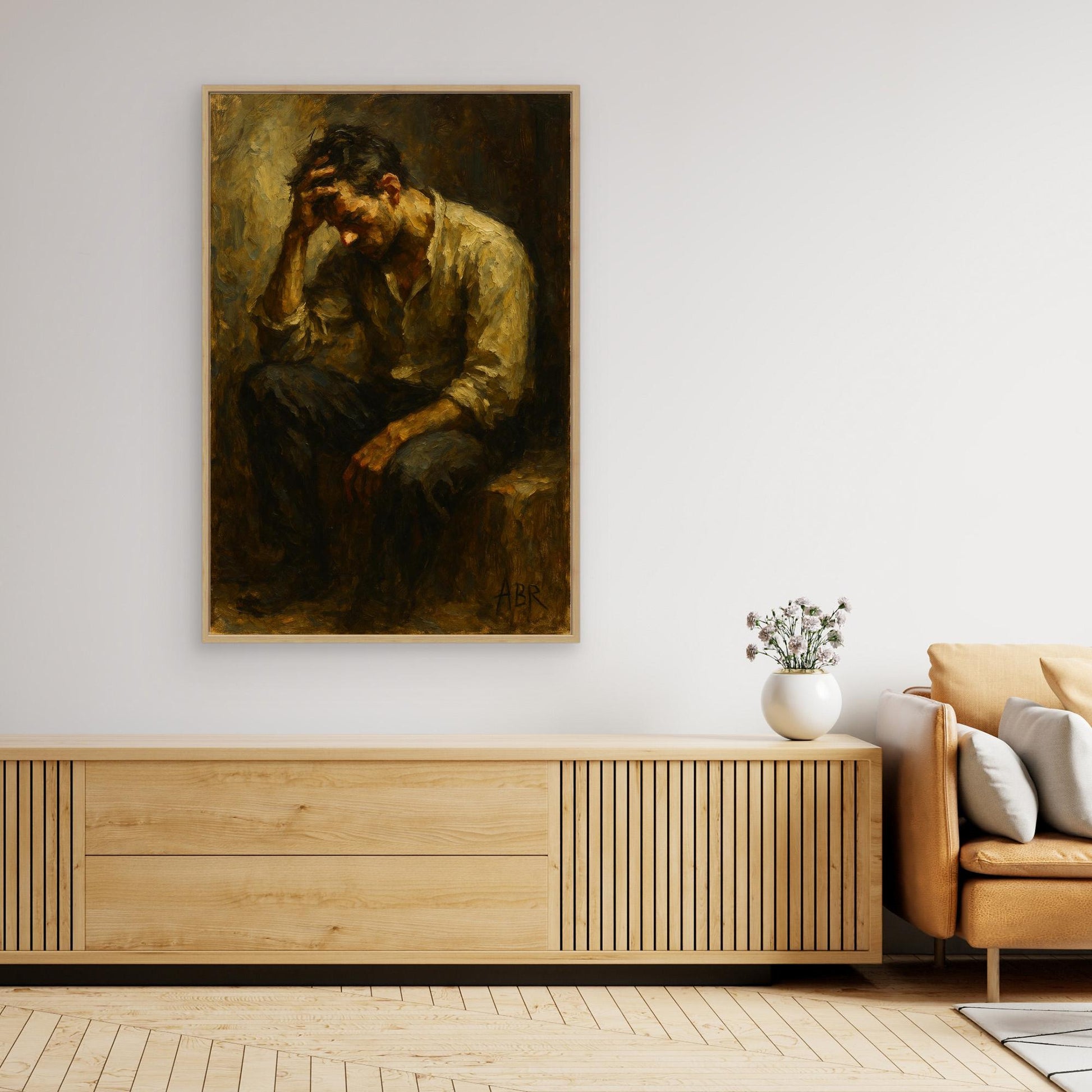 Contemplative Man Figurative Canvas Wall Art