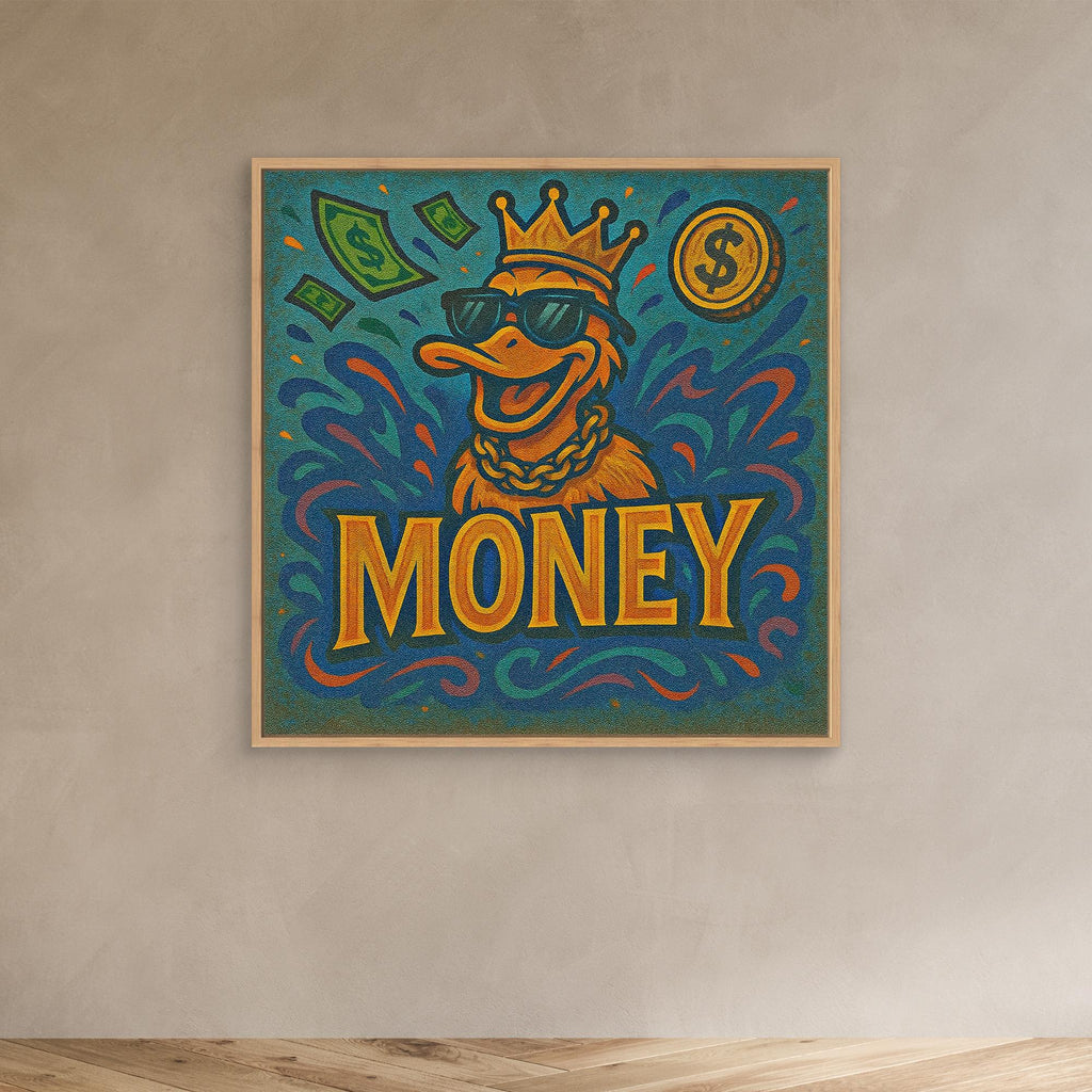 Rich Duck Vibes – Graffiti Style Money Art Print on Canvas | Hip-Hop Street Art Wall Decor