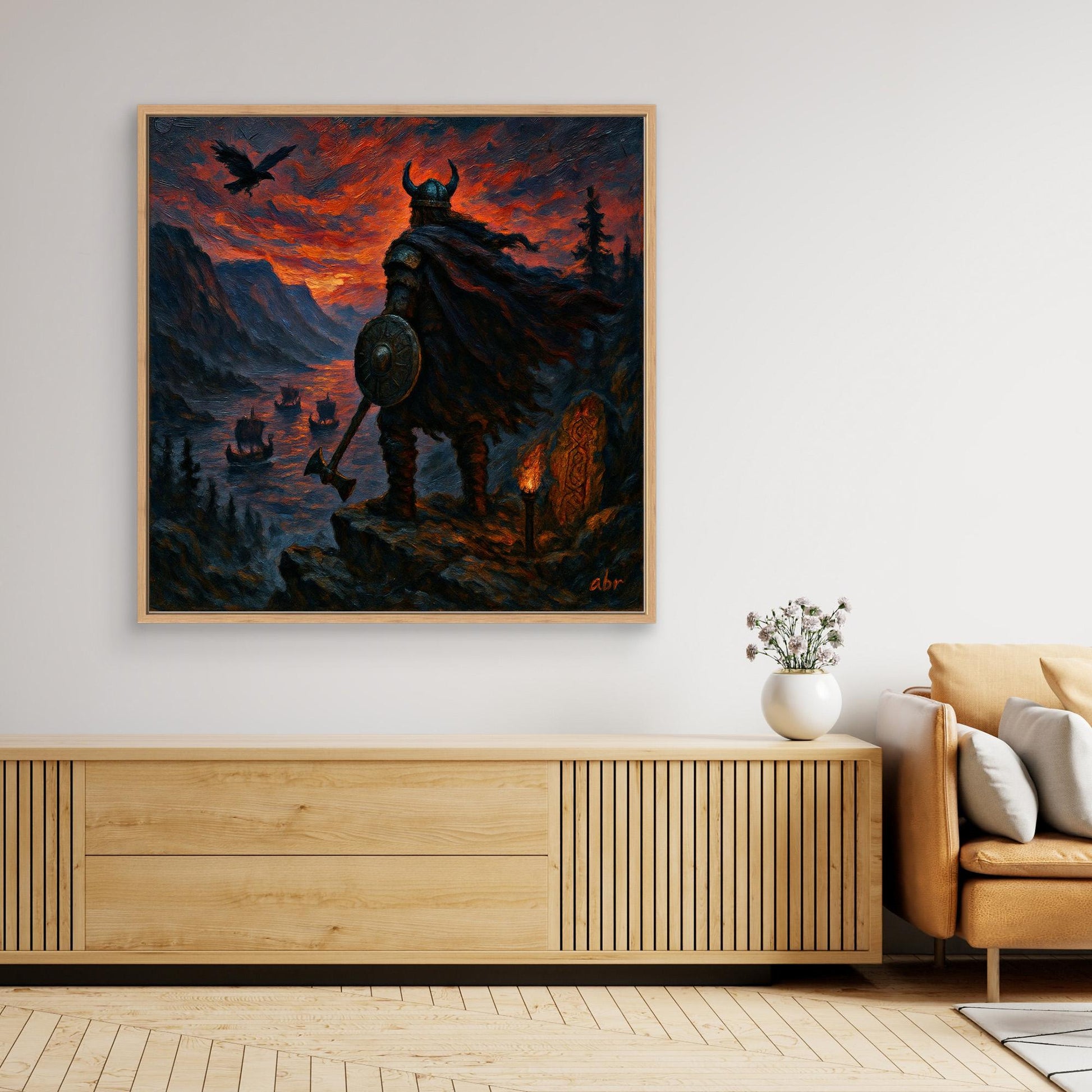 Viking Warrior at Sunset – Canvas Wall Art