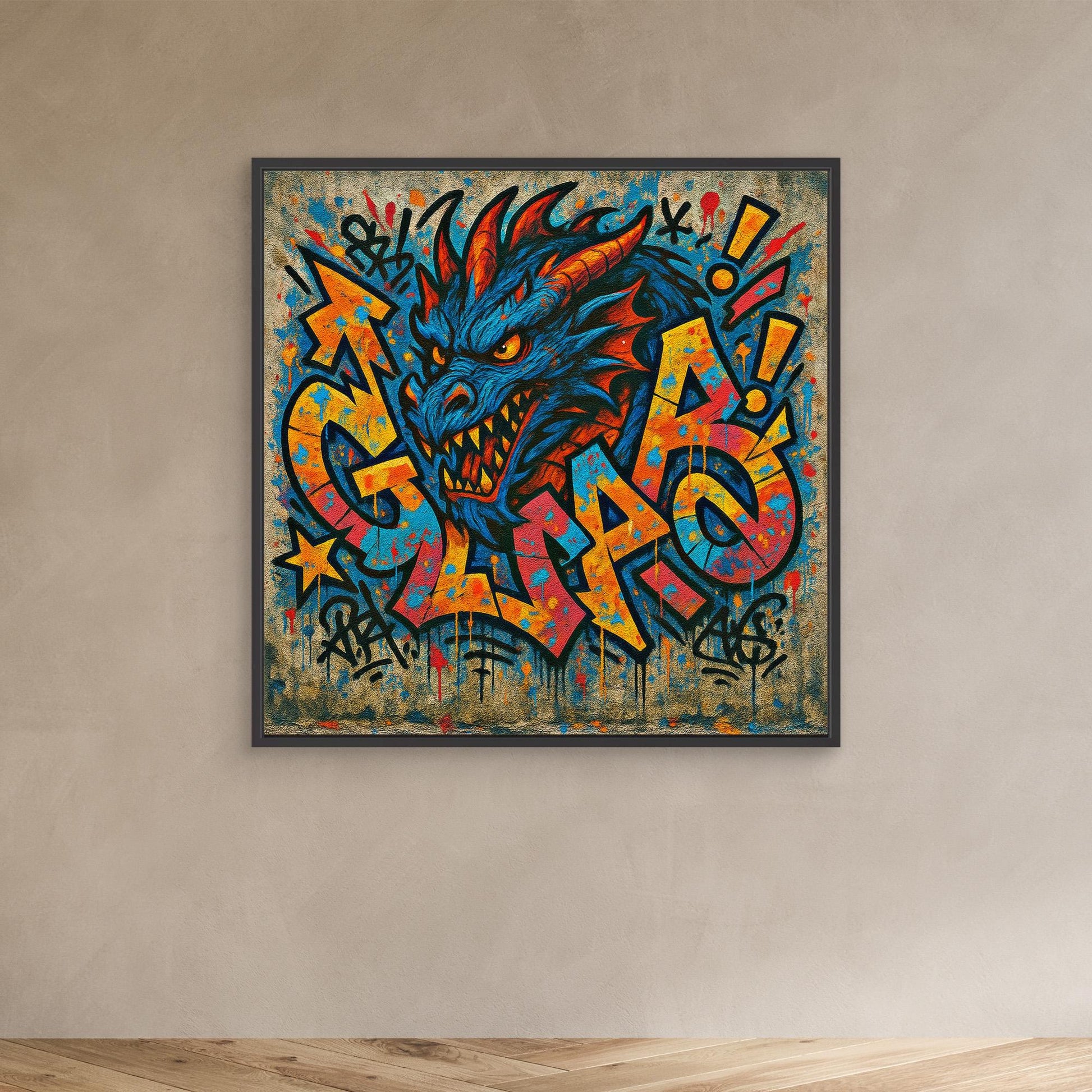 Urban Dragon Graffiti Canvas – Bold Street Art Print for Modern Walls