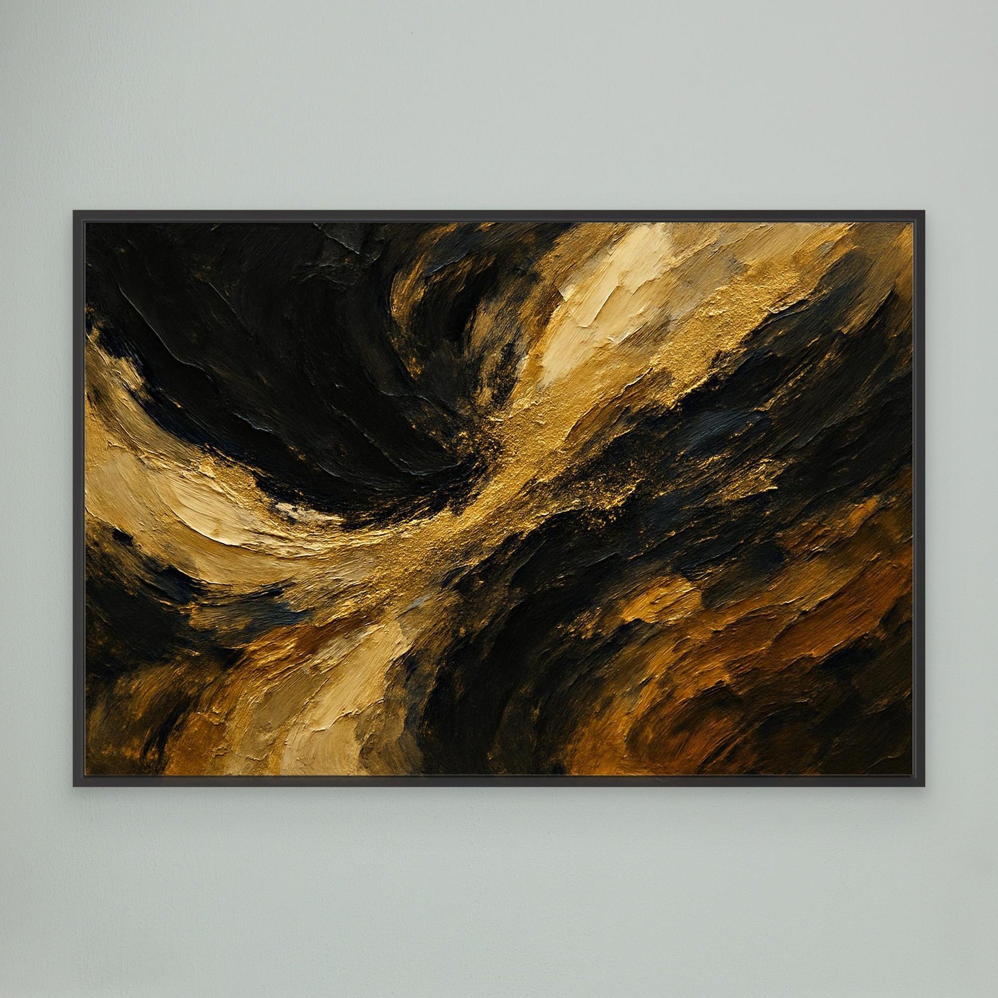 Gold and Black Abstract Canvas Wall Art