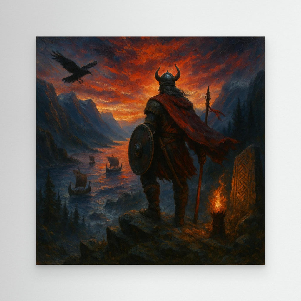 Viking Warrior at Sunset Canvas Print