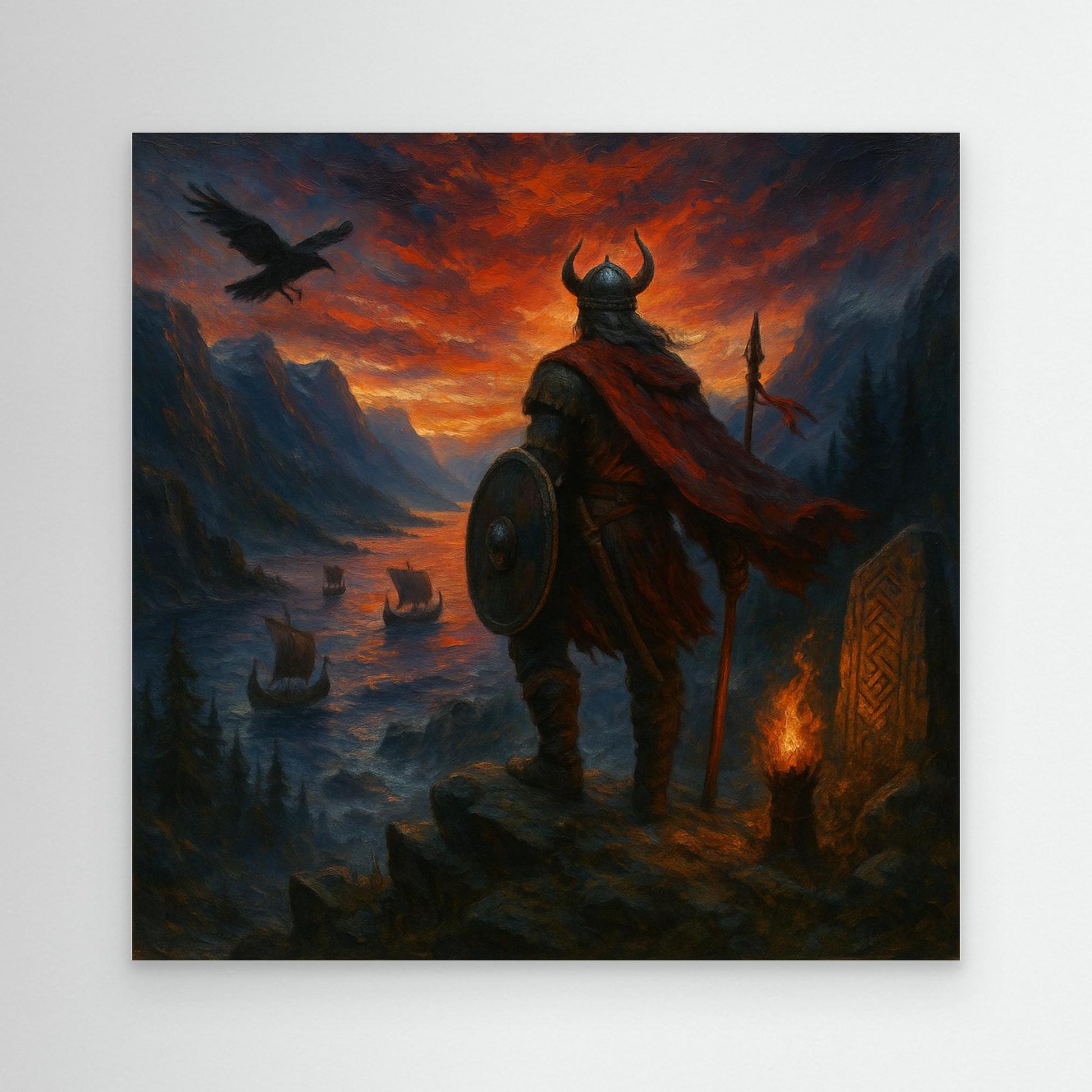 Viking Warrior at Sunset Canvas Print
