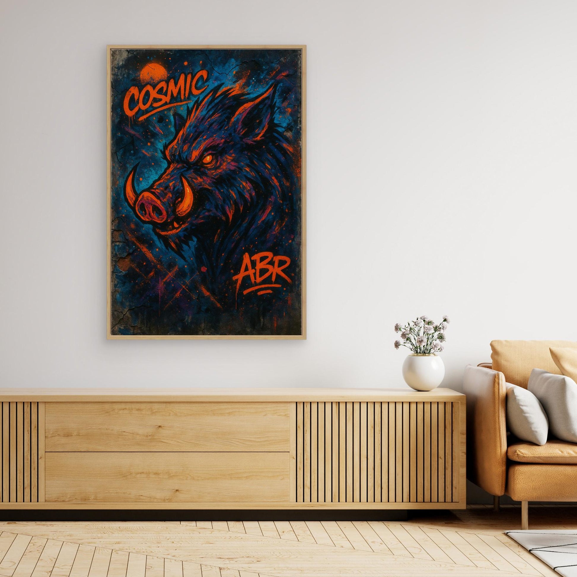 Cosmic Boar Graffiti Canvas Wall Art