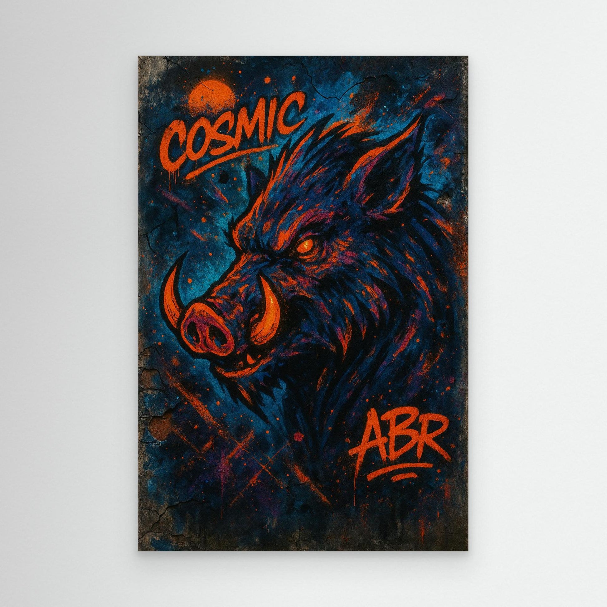 Cosmic Boar Graffiti Canvas Wall Art