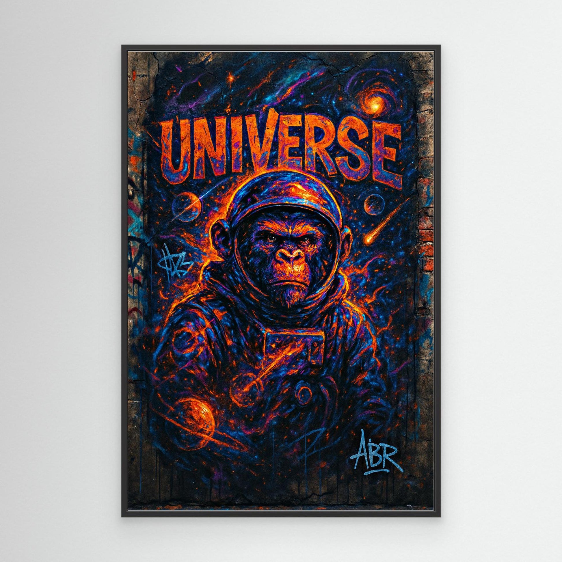 Space Gorilla Canvas Wall Art – Graffiti Style Universe Print