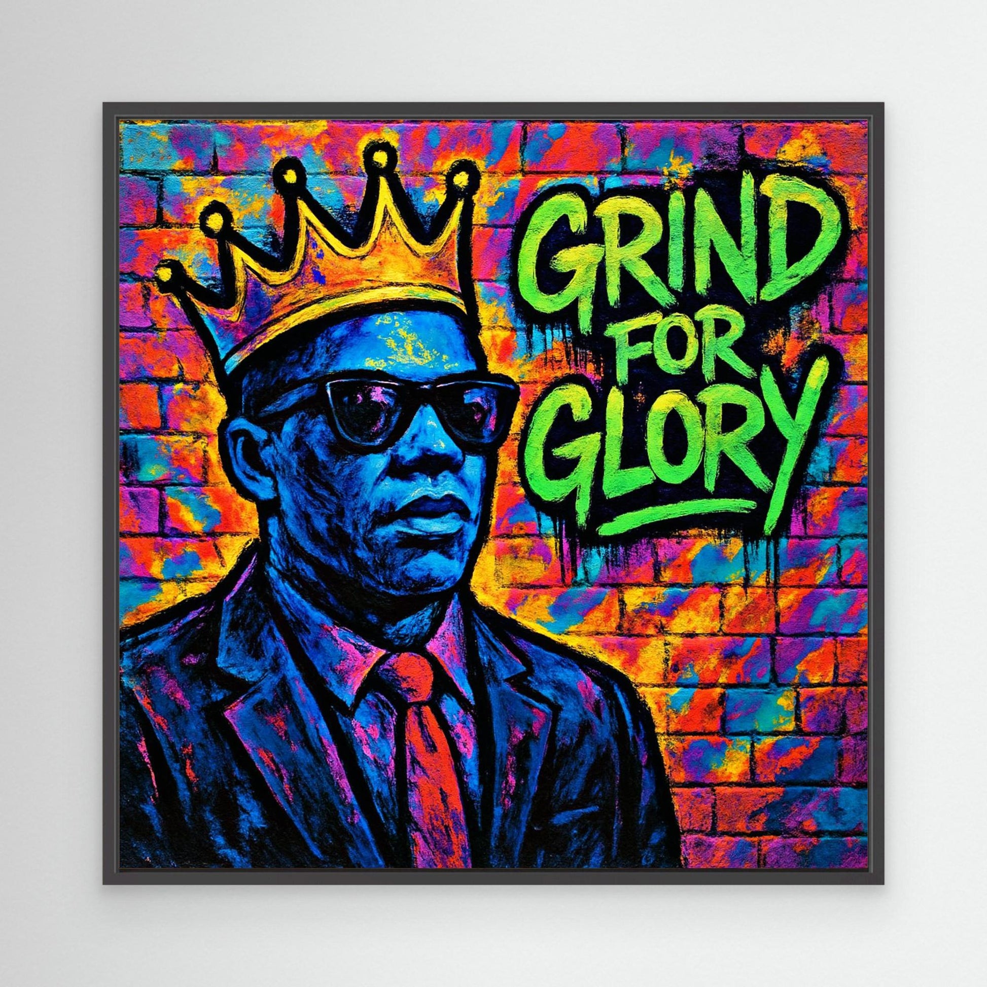 Grind for Glory – Vibrant Urban Street Art Canvas Print | Motivational Graffiti Wall Art