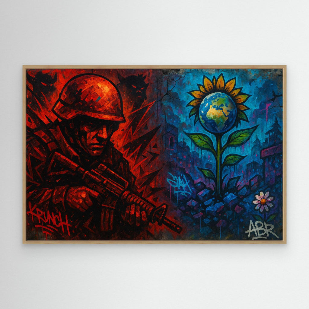 War and Peace Graffiti Canvas Wall Art