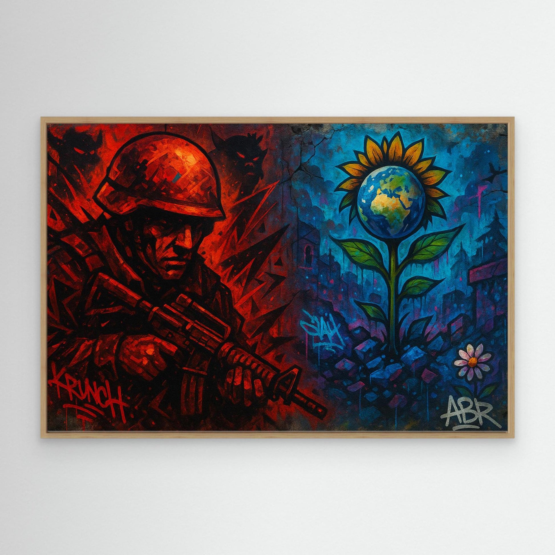 War and Peace Graffiti Canvas Wall Art