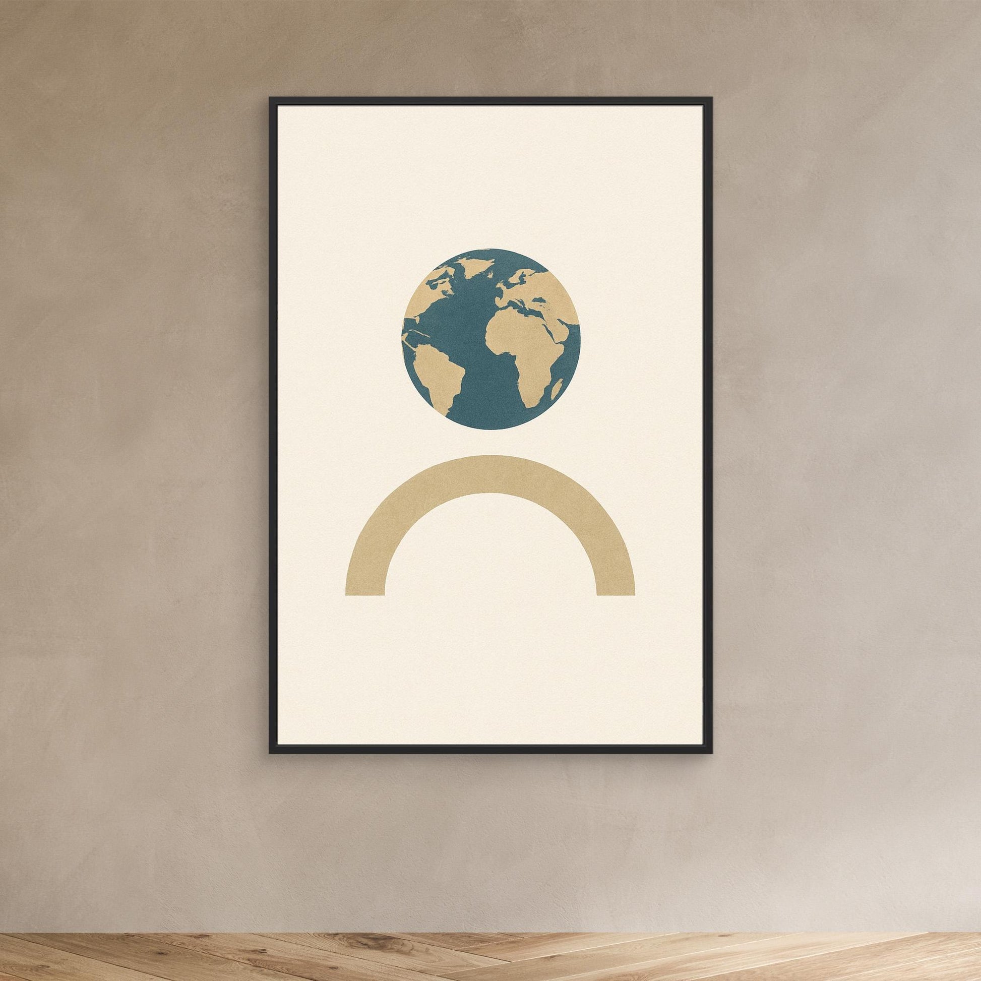 Balance of Earth – Minimalist Planet & Arch Canvas Wall Art