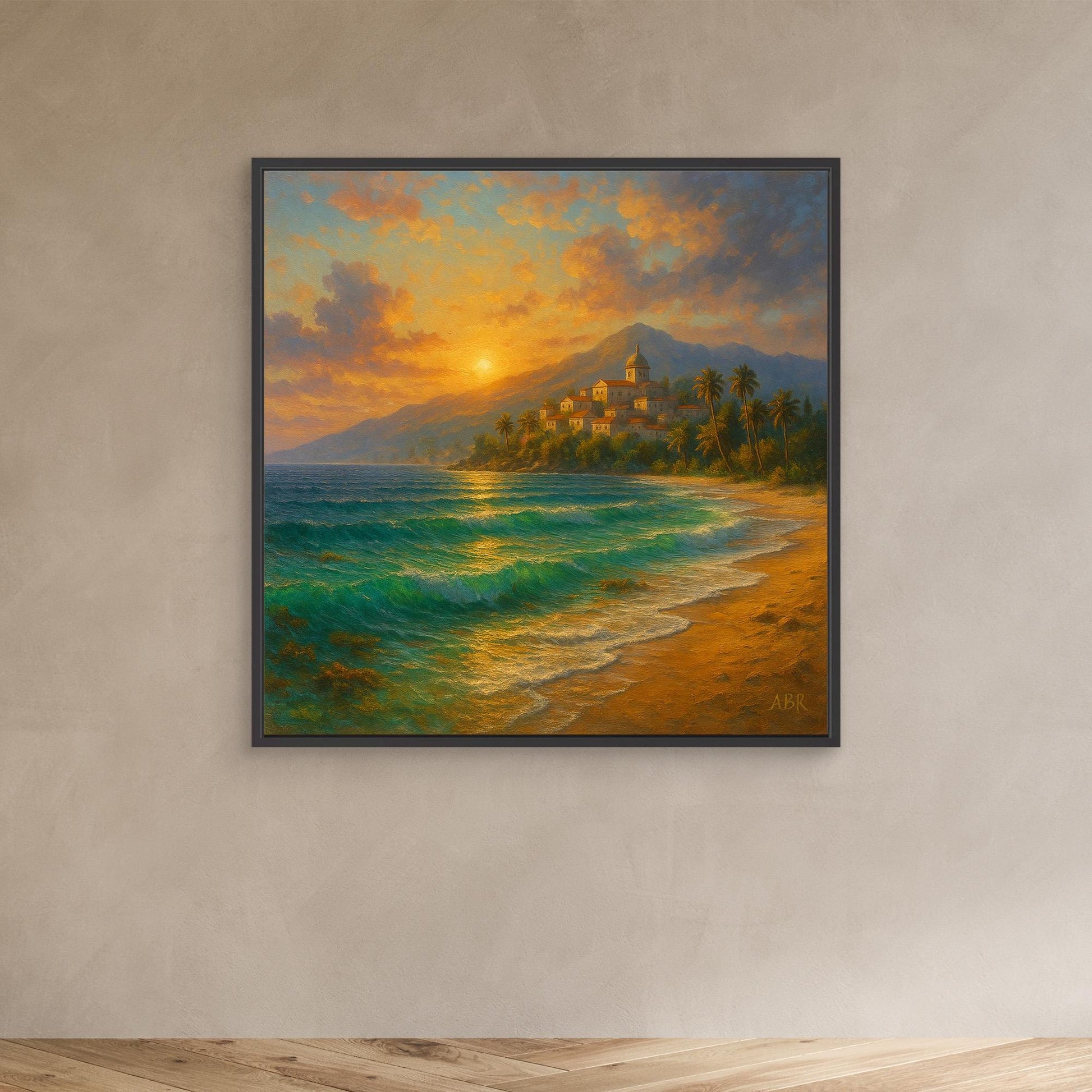 Mediterranean Sunset Coastal Canvas Print