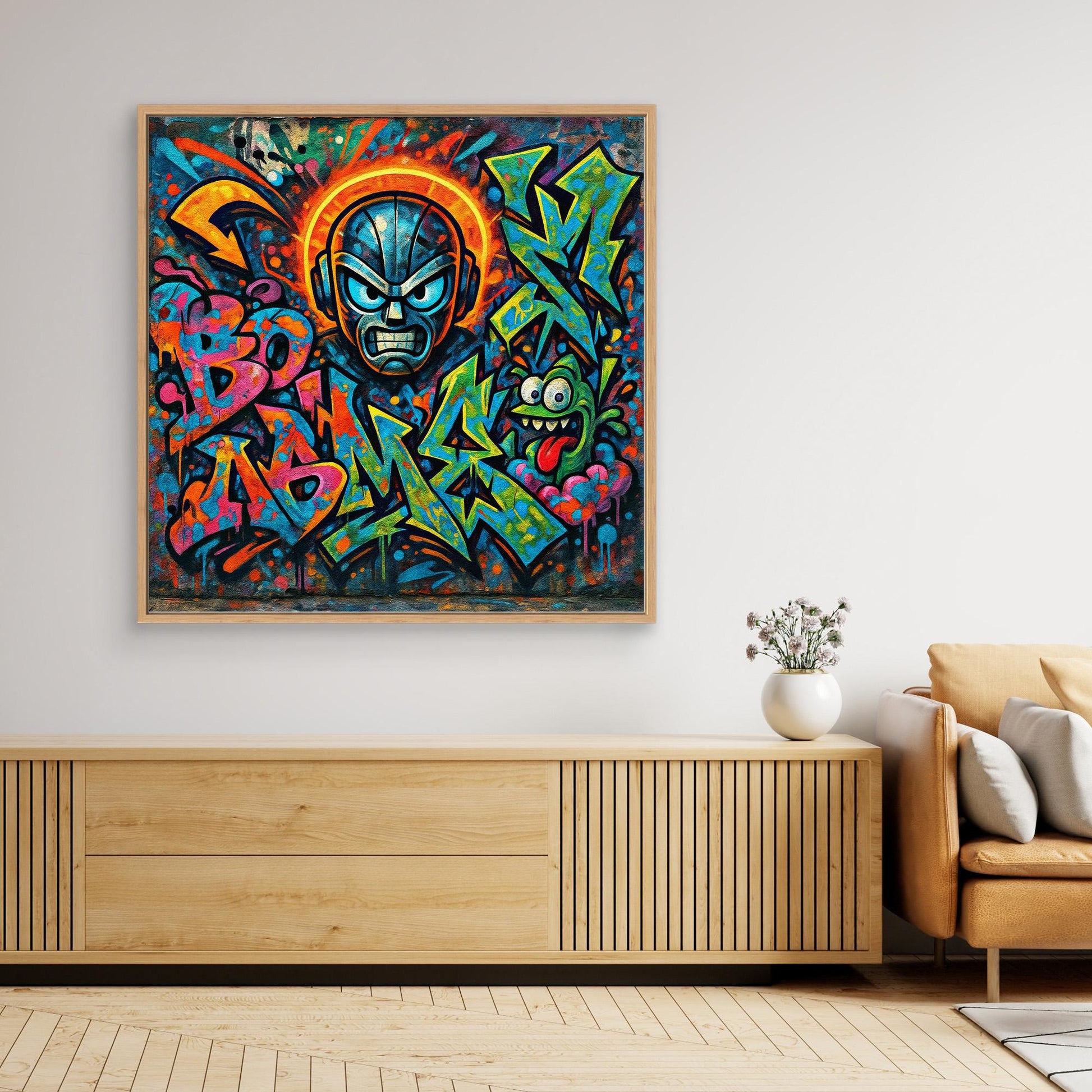 Urban Explosion: Graffiti Superhero & Monster Canvas Art – Bold Street Style Wall Decor