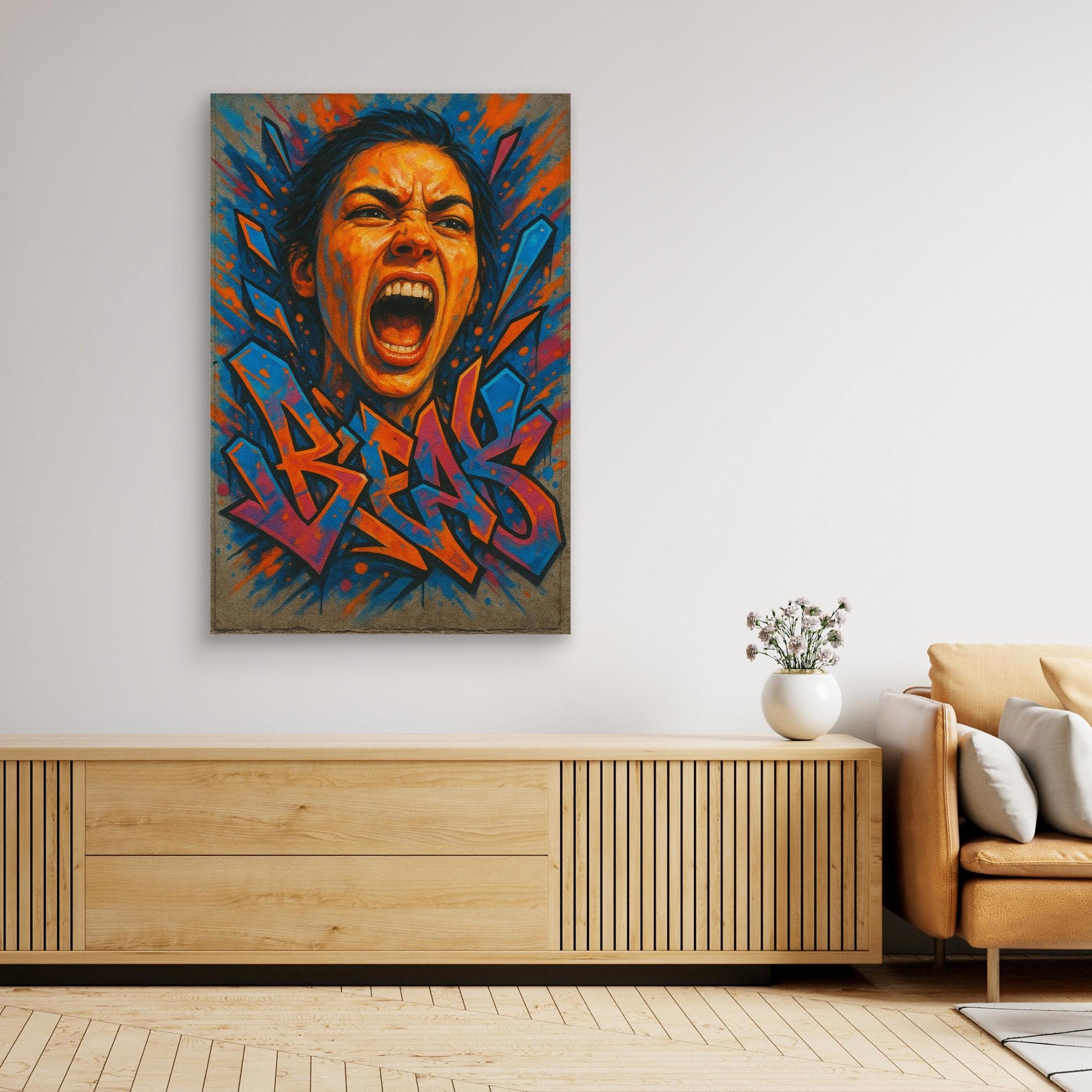 Graffiti Scream Portrait Canvas Wall Art – Bold Urban Style