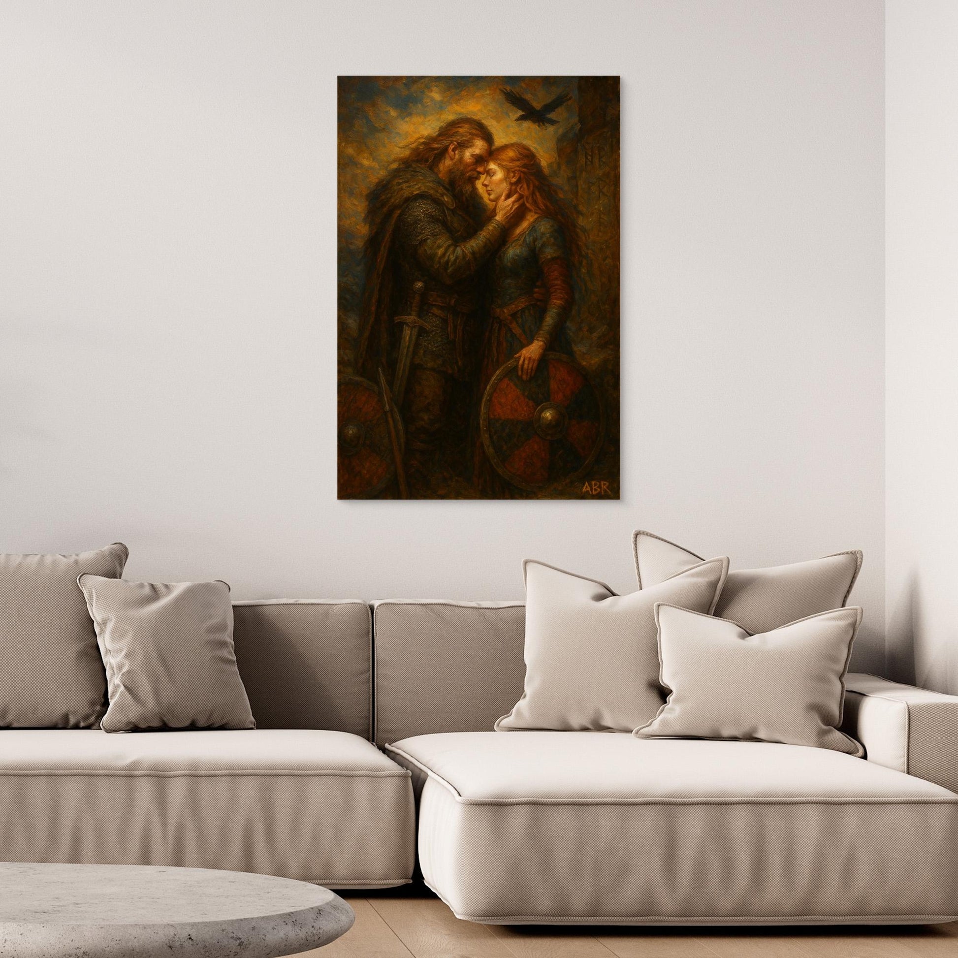 Viking Warrior Couple Canvas Wall Art